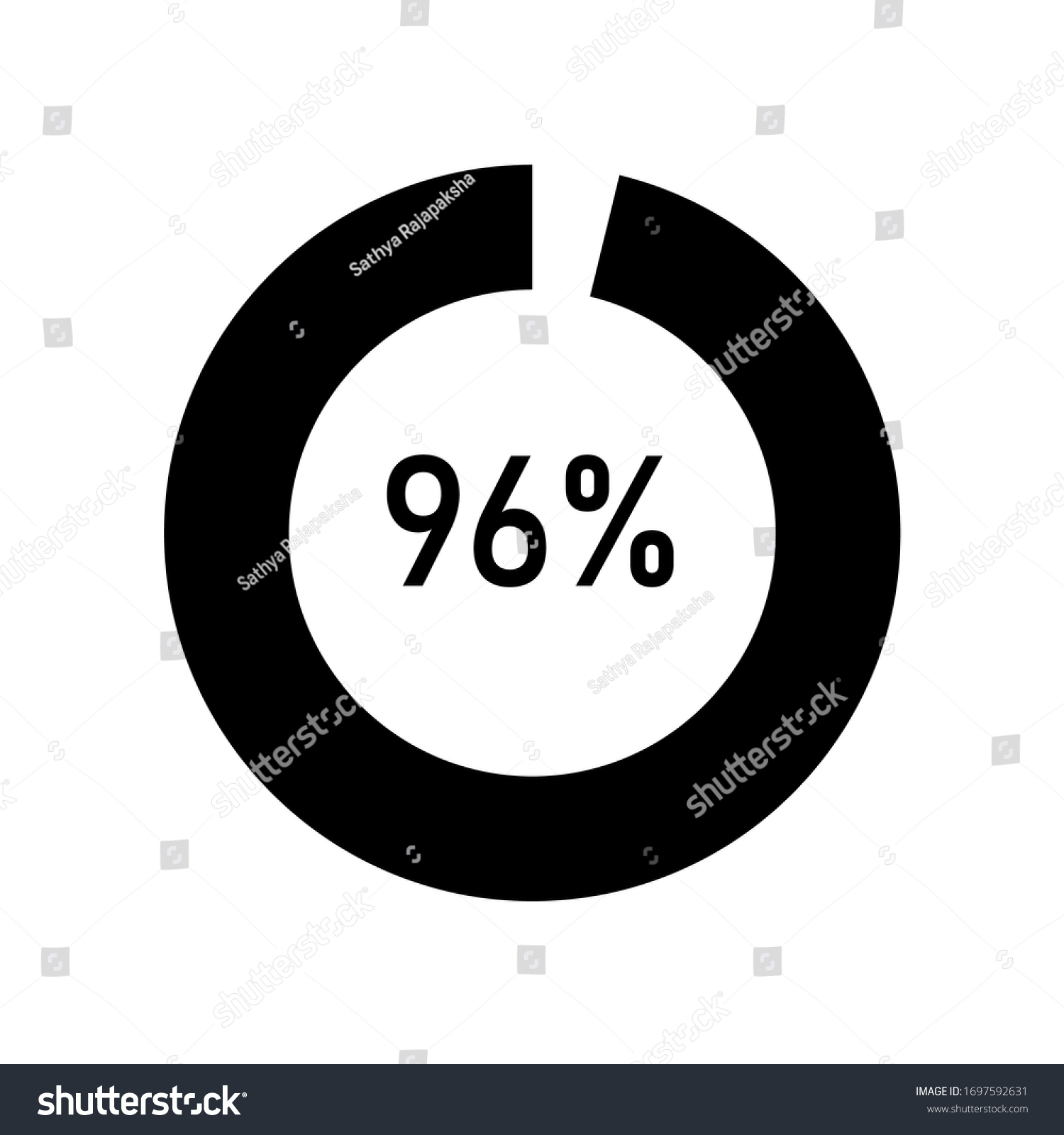 SVG of circle percentage diagrams meter ready-to-use for web design, user interface UI or infographic - indicator with black showing 96% svg