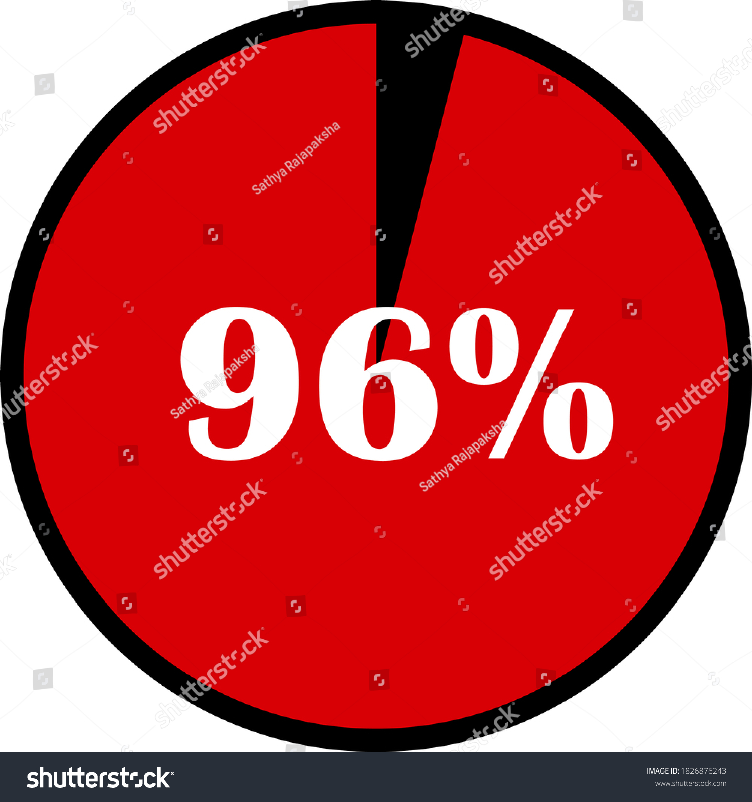 SVG of circle percentage diagrams meter ready-to-use for web design, user interface UI or infographic - indicator with red & black showing 96% svg
