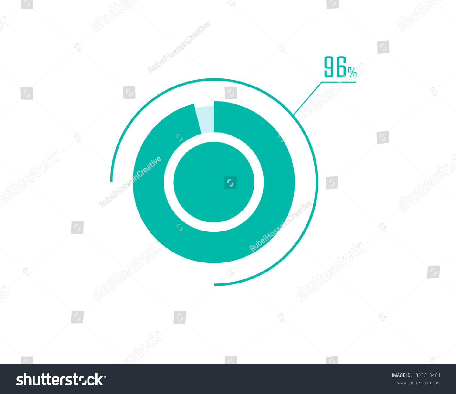 SVG of Circle Pie Chart showing 96 Percentage diagram infographic, UI, Web design. 96% Progress bar templates. Vector illustration svg