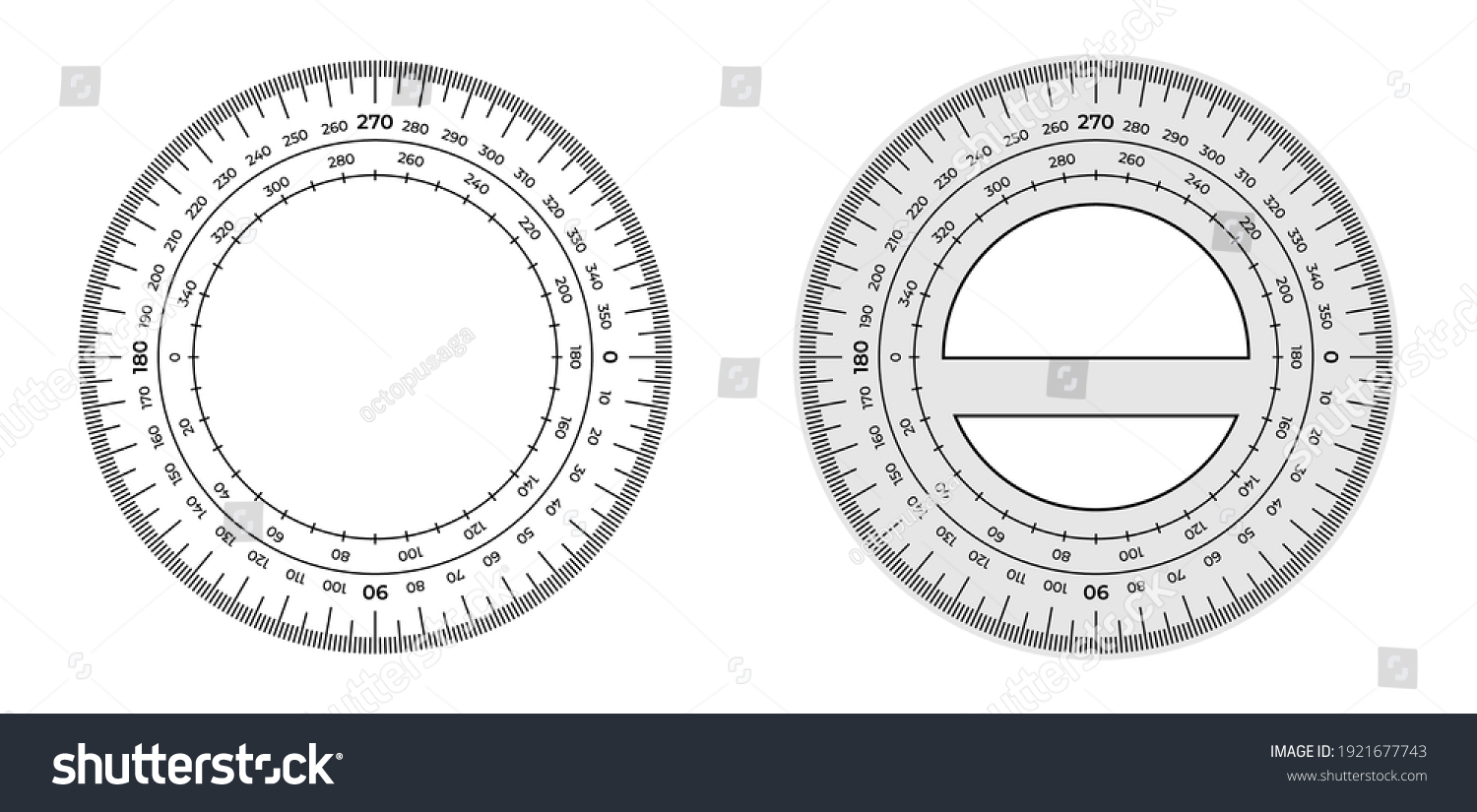 Circle Protractor 360 Degrees Measuring Tool Stock Vector Royalty Free