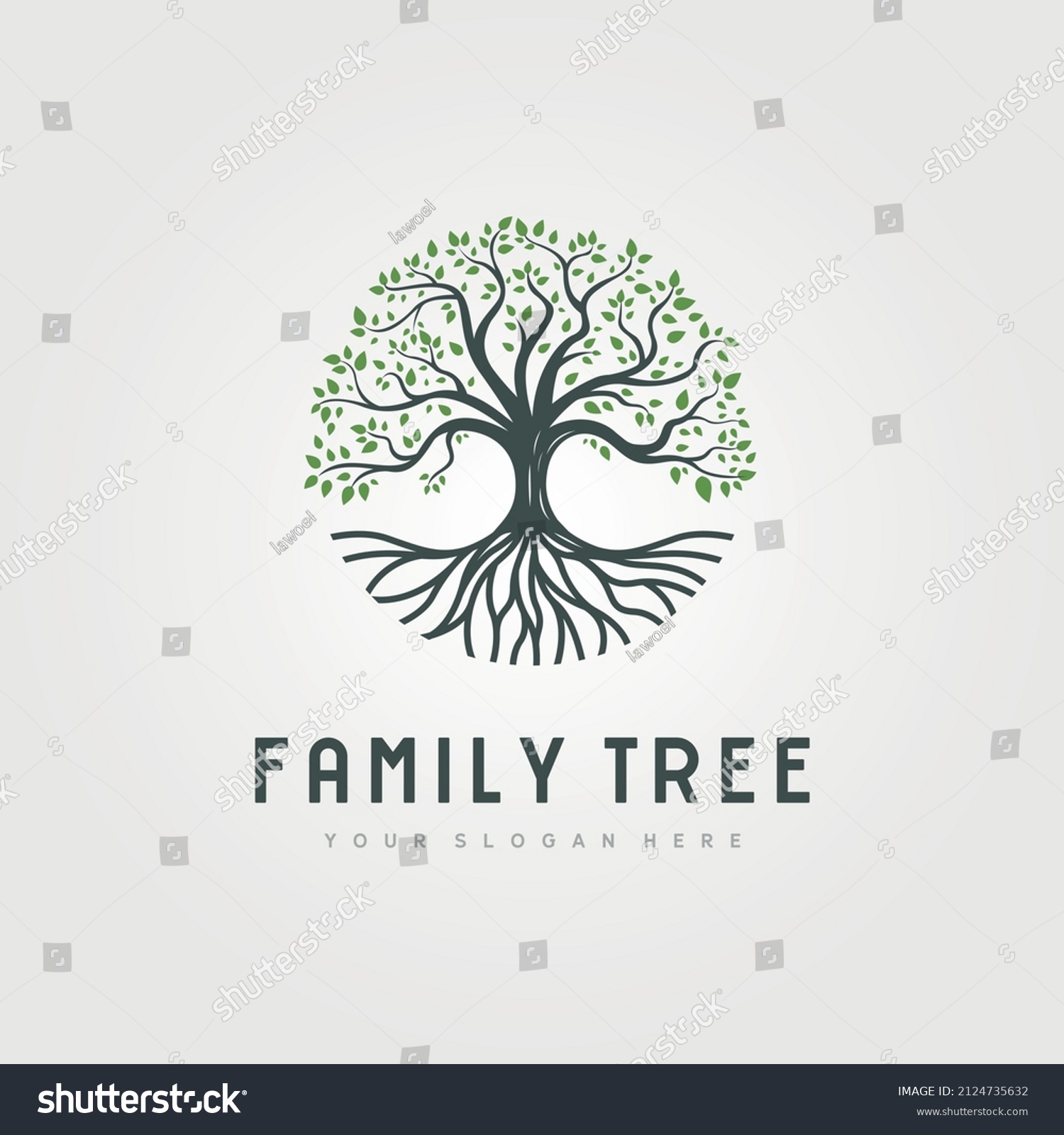 SVG of circle root of the tree vector logo symbol illustration design, oak tree vintage logo design svg