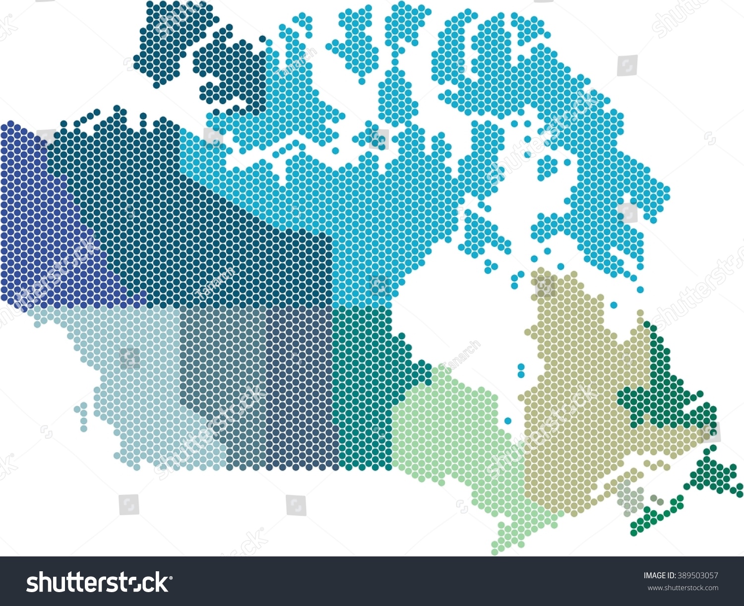 Circle Shape Canada Map On White Background.Colored By States. Vector ...