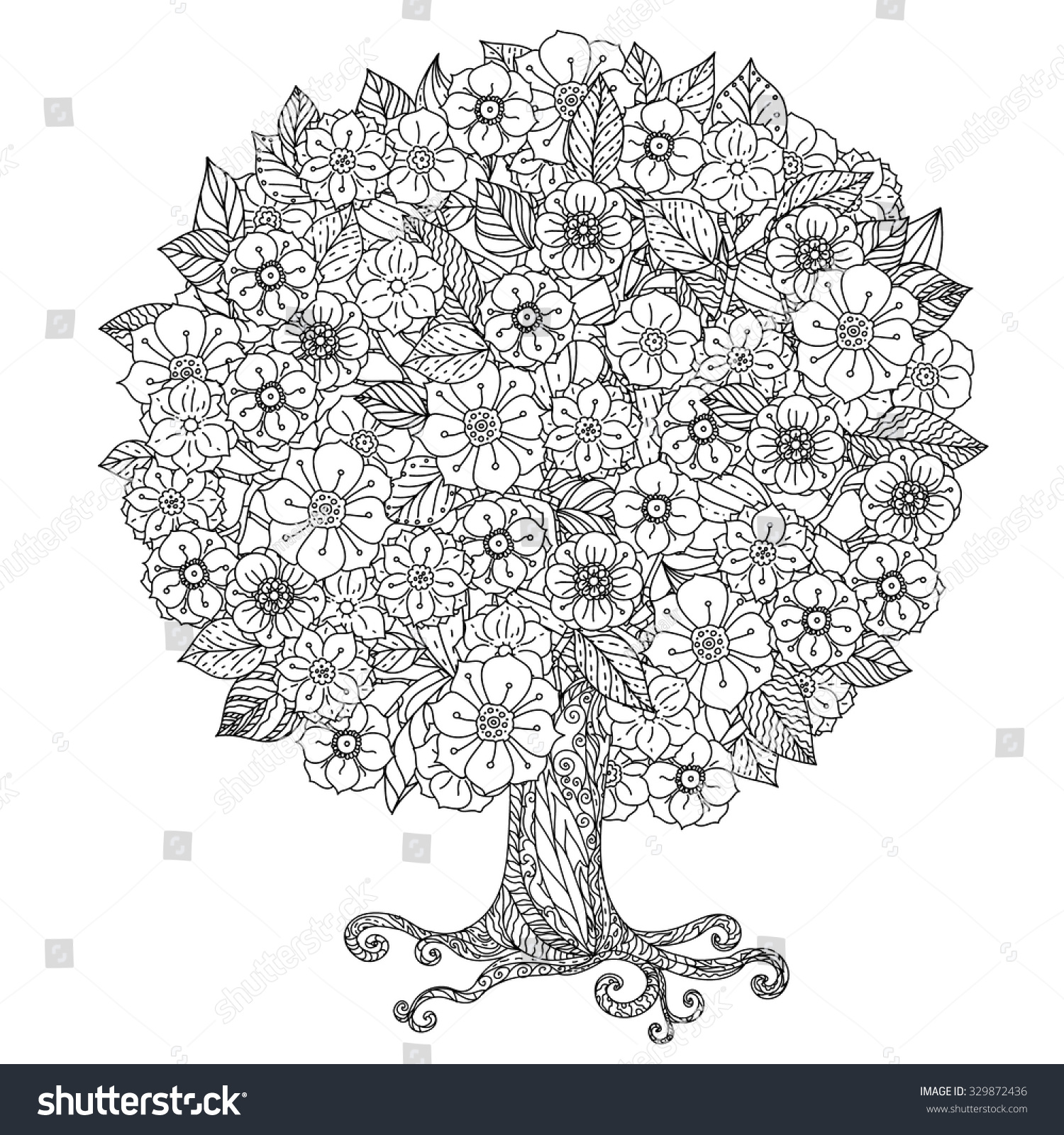 Circle Shape Orient Floral Black White Stock Vector 329872436 ...