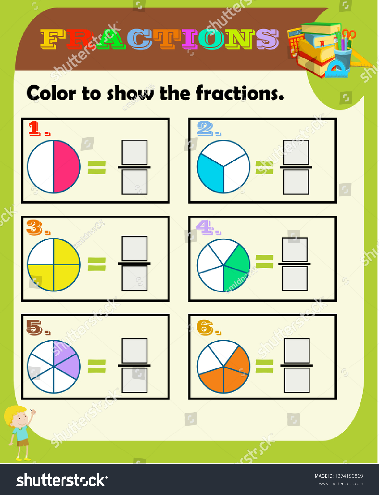 Circle Correct Fraction Mathematics Math Worksheet Stock Vector ...