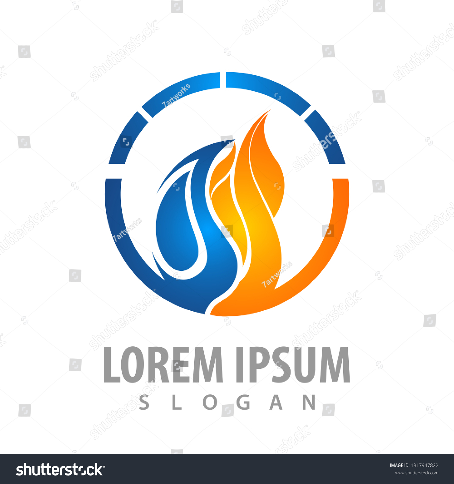 Circle Water Fire Logo Concept Design Stock Vector (Royalty Free