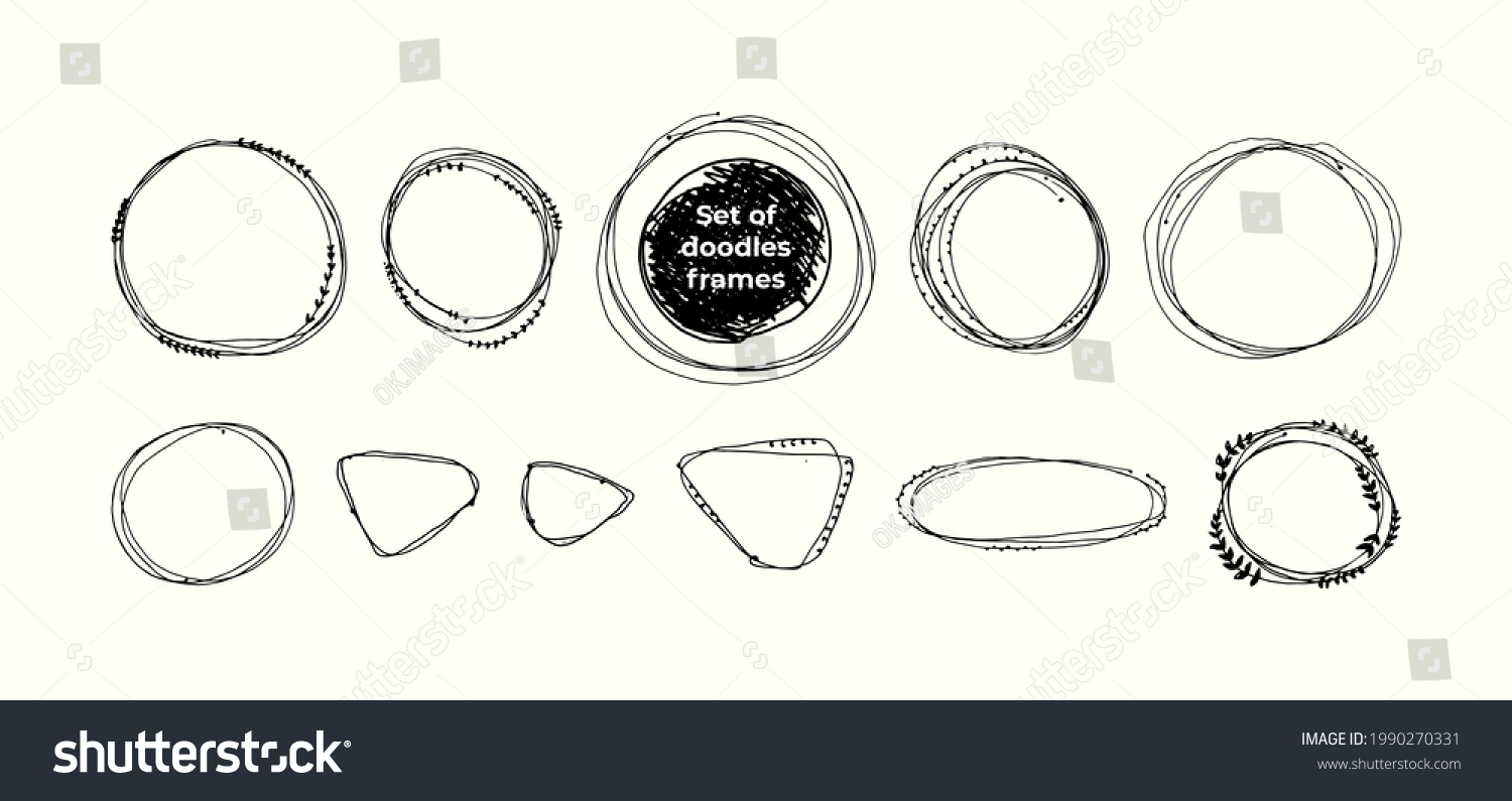 Circles Frames Doodle Set Hand Drawn Stock Vector (Royalty Free ...