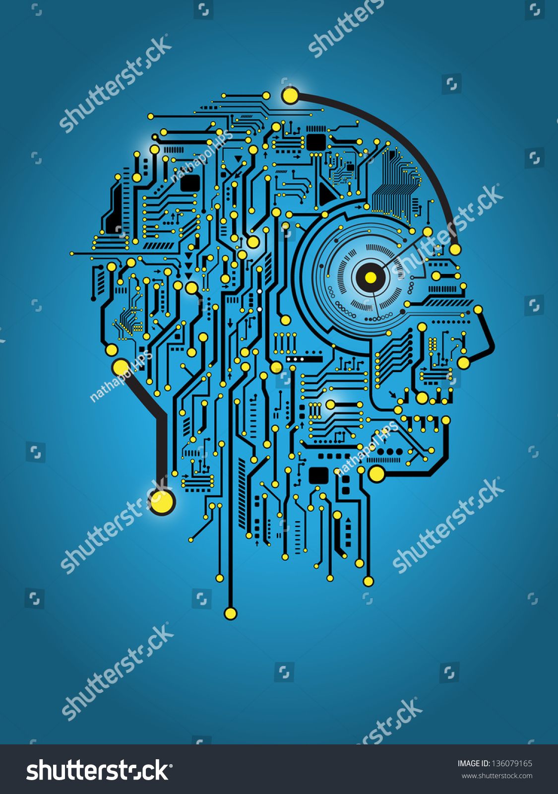 Circuit Abstract Human Head Vector Background - 136079165 : Shutterstock