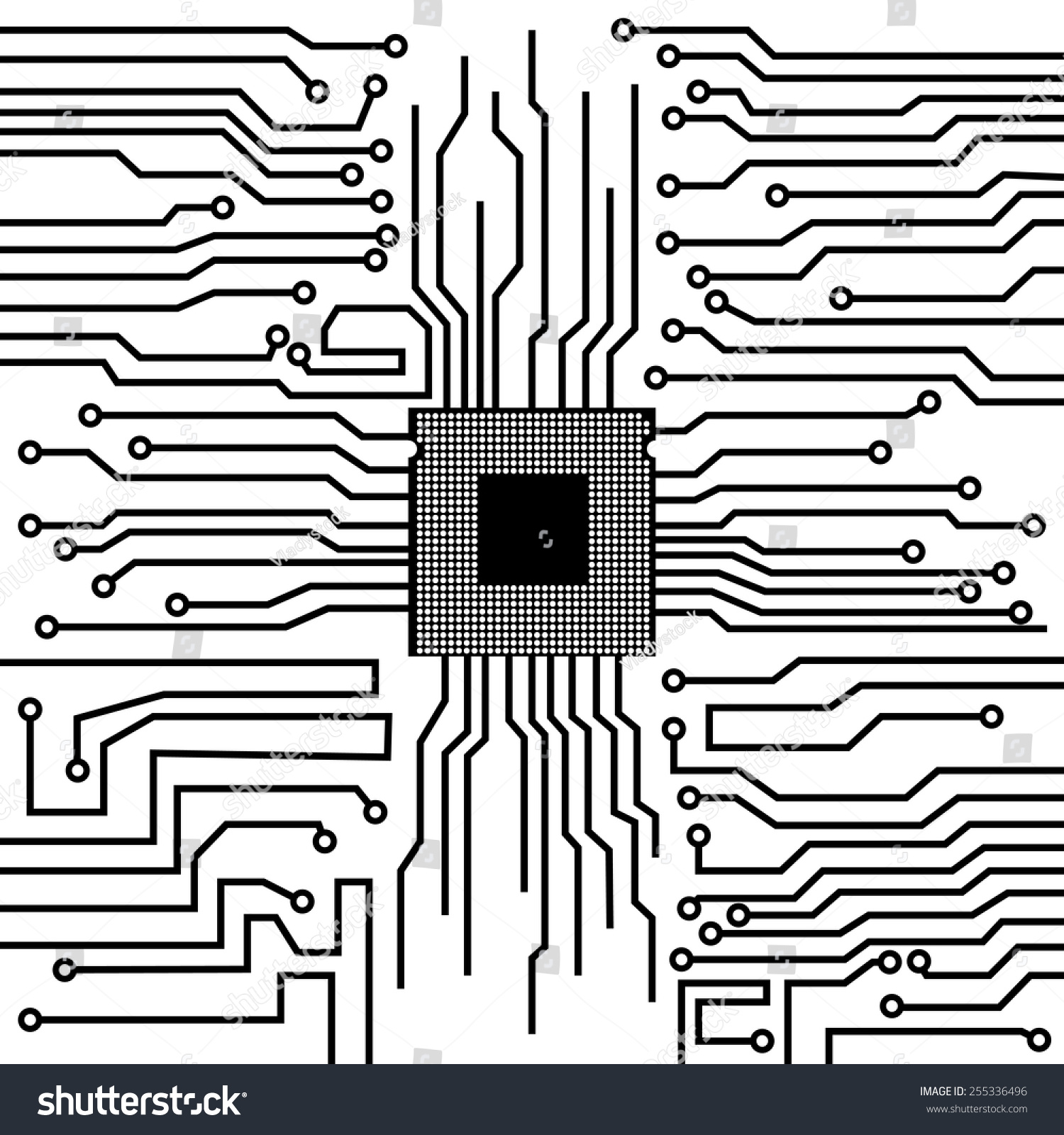 Circuit Board Cpu Vector Illustration Eps Stock Vector 255336496 ...