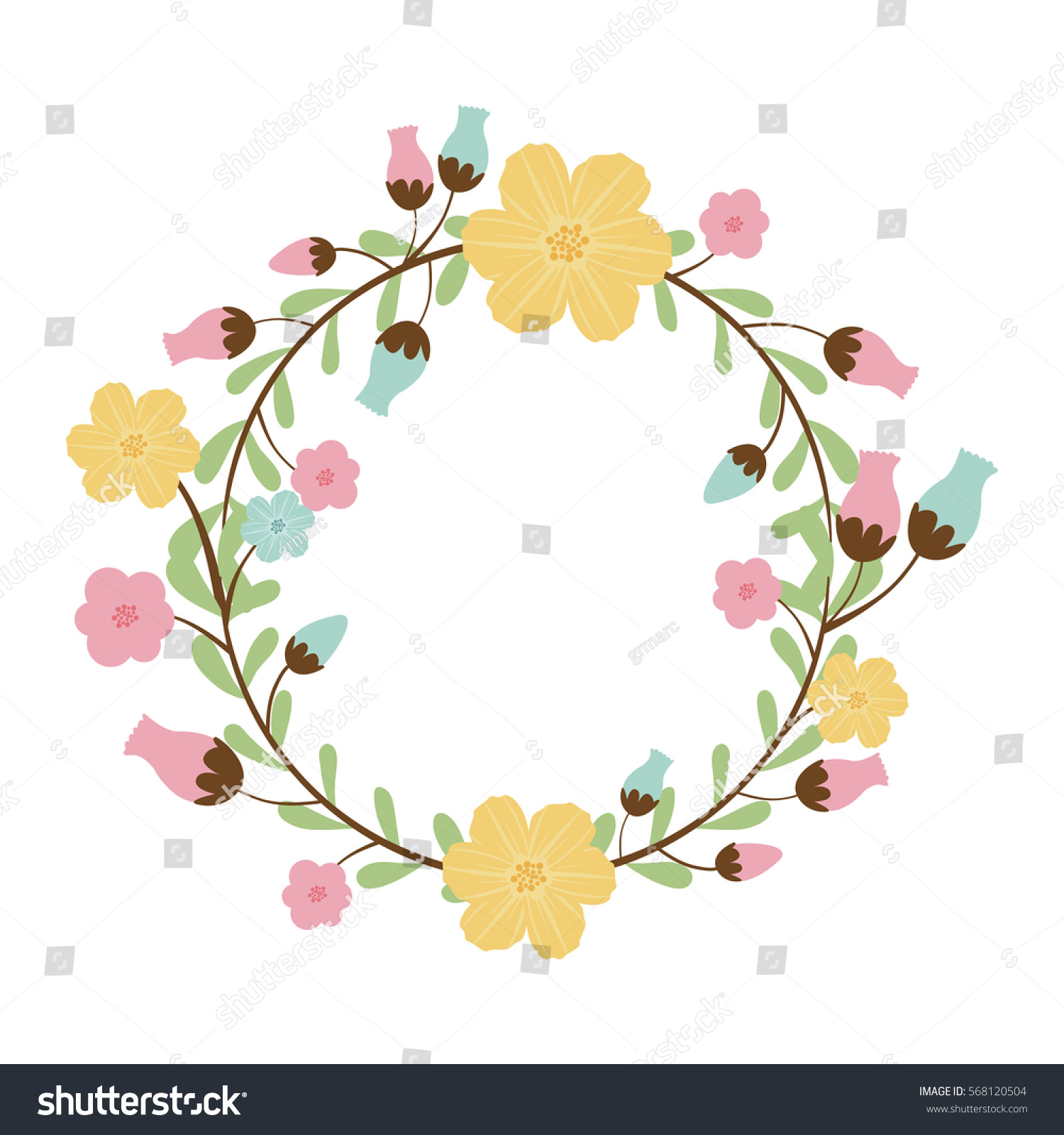 Download Circular Arch Leaves Flowers Stock Vector 568120504 ...