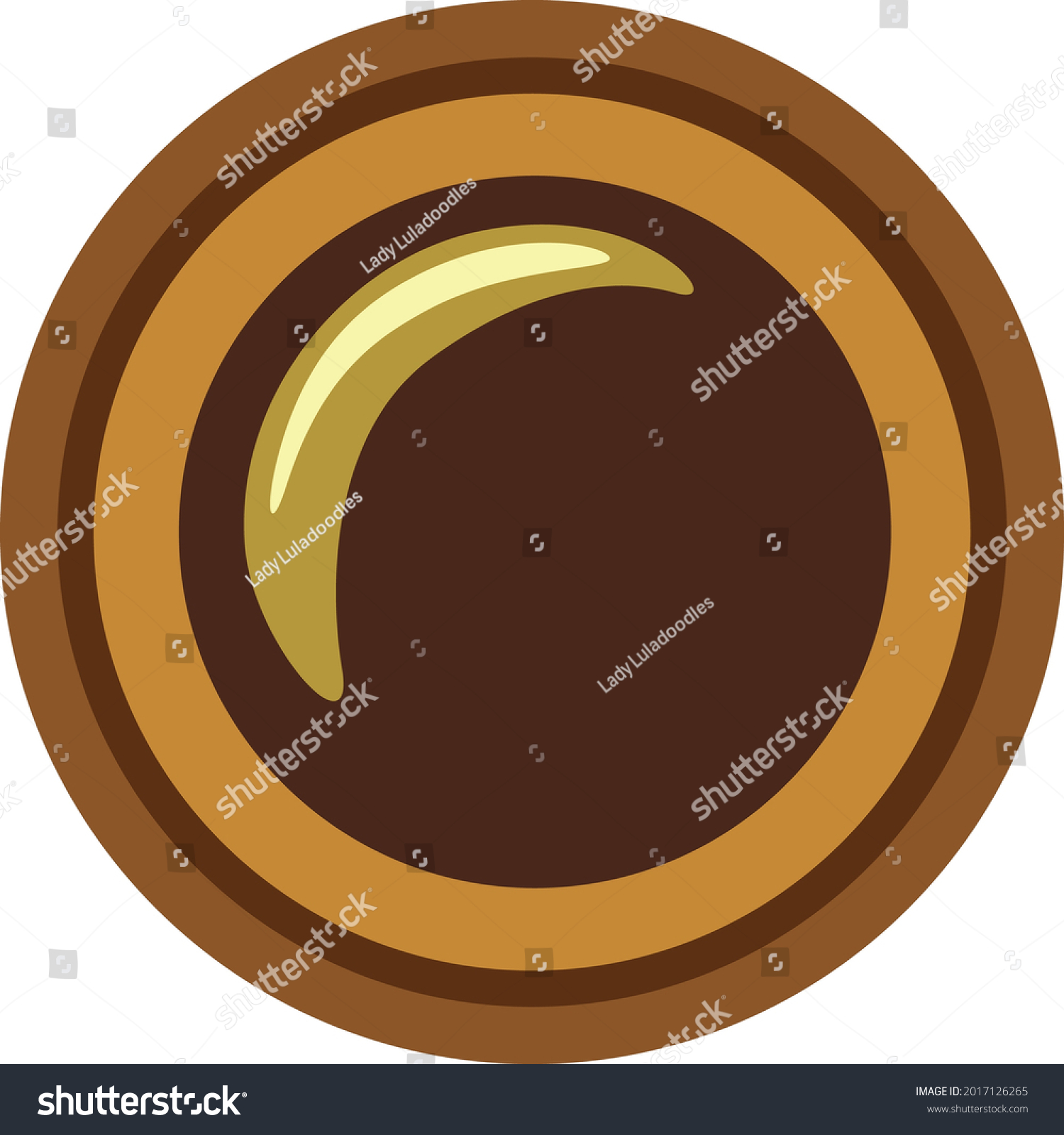 SVG of Circular bullseye style Chocolate candy with brown outer borders, toffee caramel brown centre with dark brown chocolate bean button. Layered confectionary SVG svg