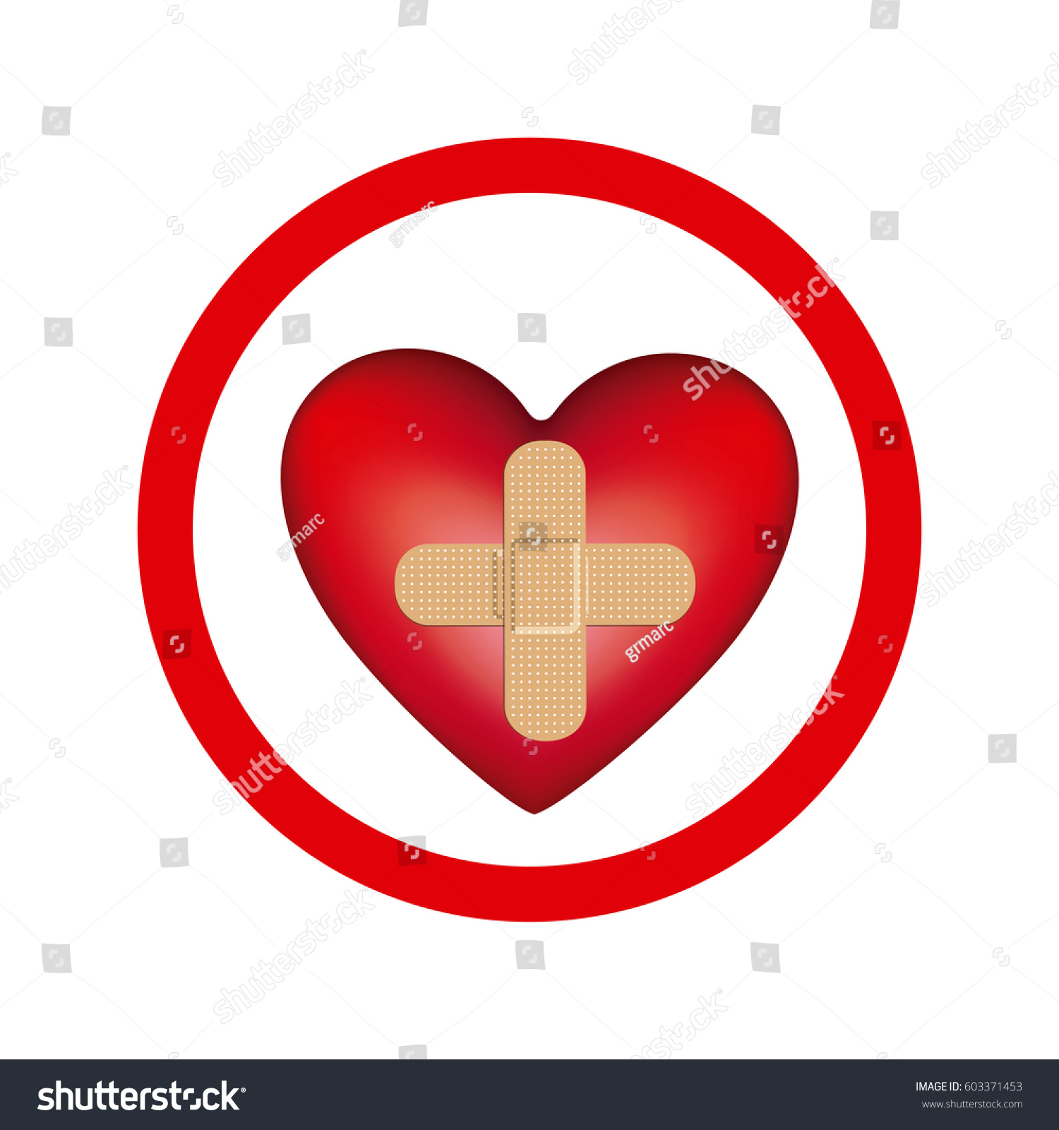 Circular Frame Heart Band Aid Cross Stock Vector Royalty Free 603371453