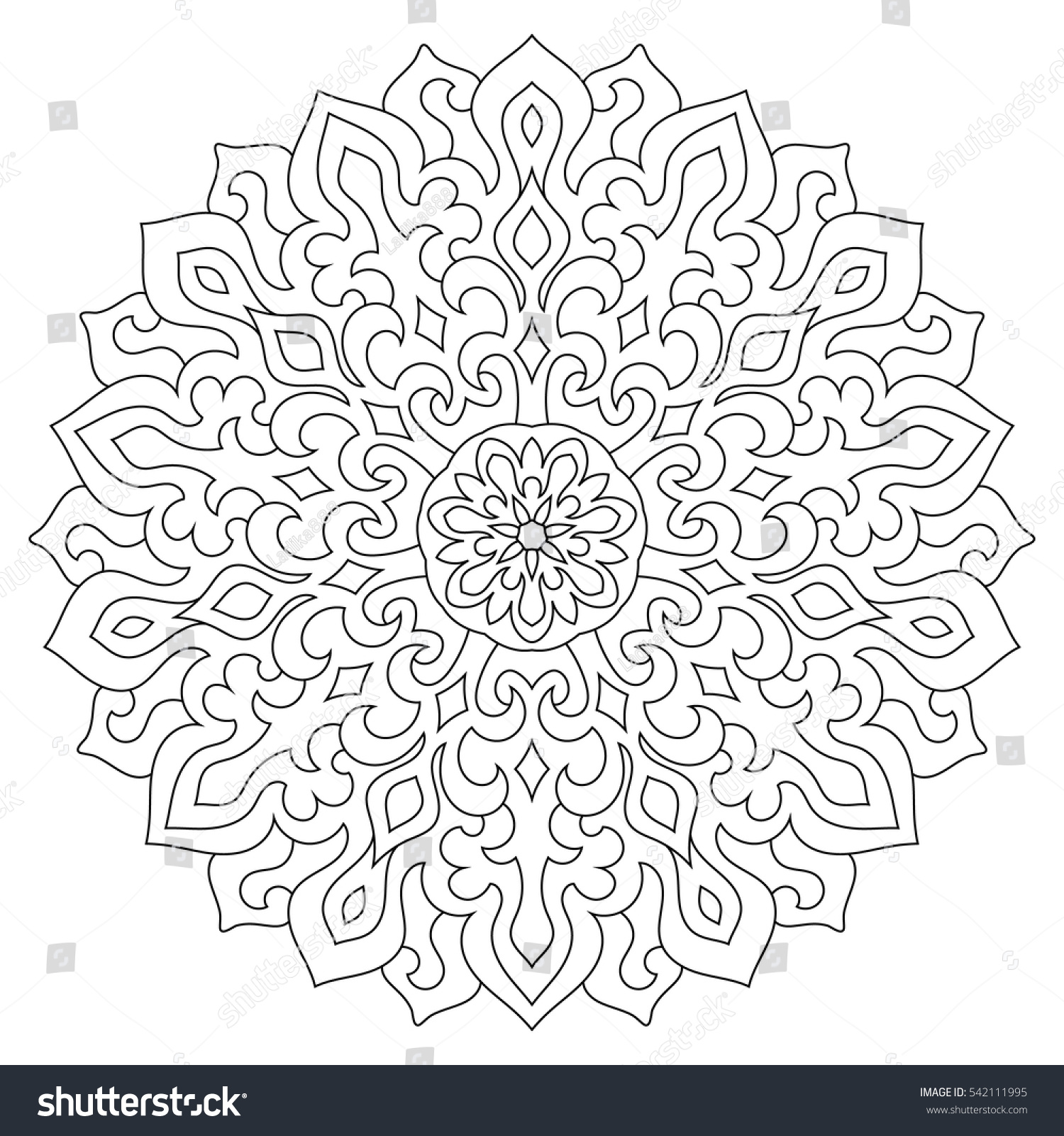 Download Circular Geometric Ornament Round Outline Mandala Stock Vector 542111995 - Shutterstock