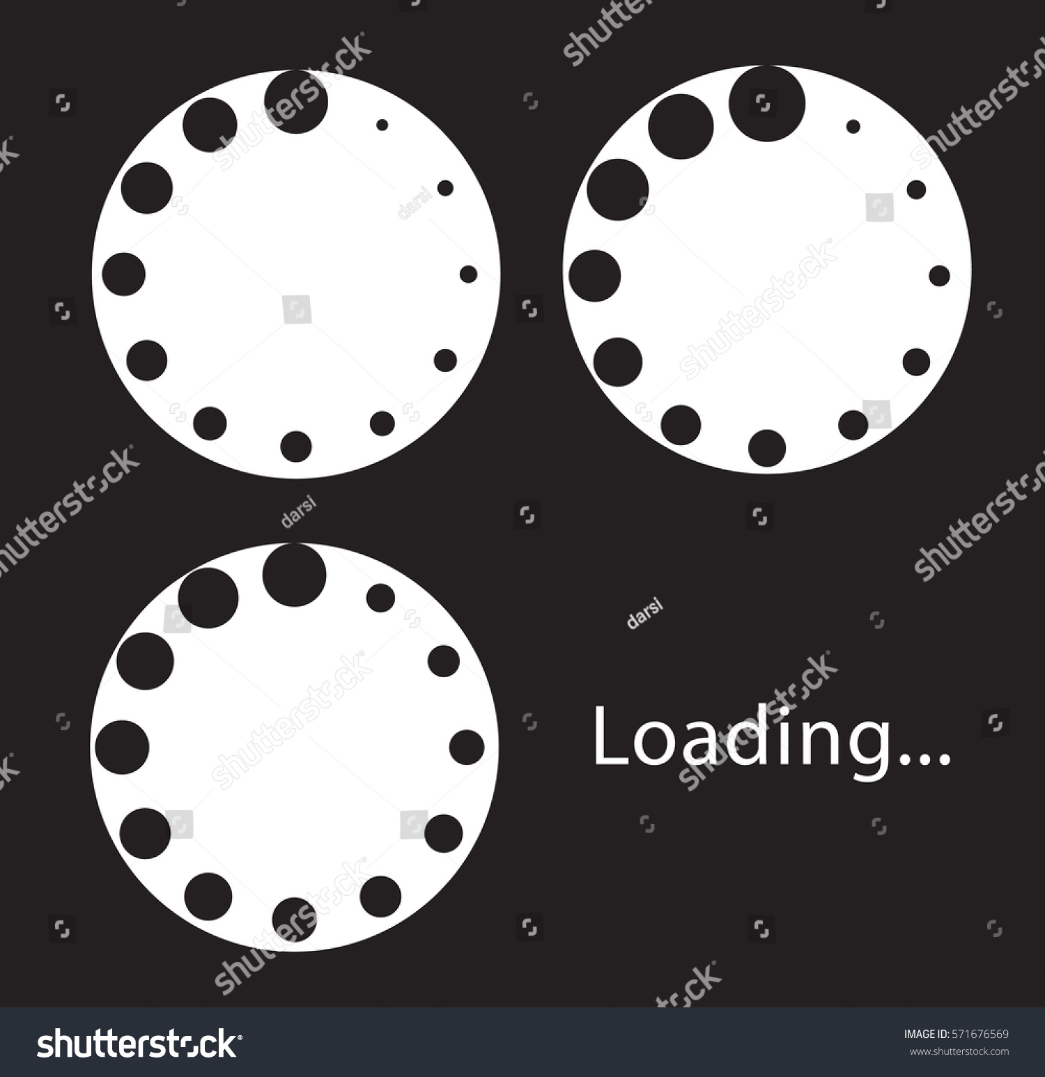 Circular Loading Sign Isolated On Black Stock Vector (Royalty Free ...