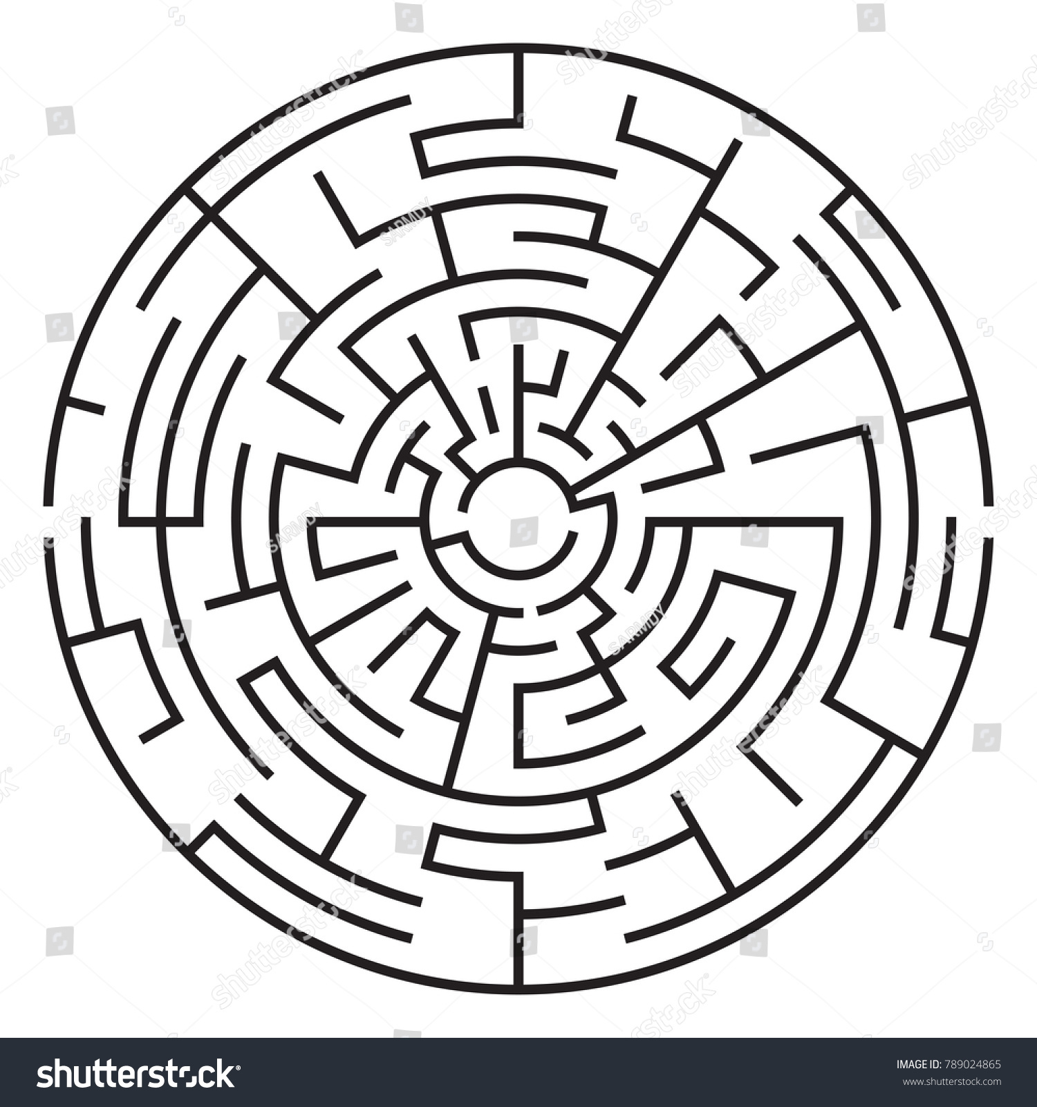 Circular Maze Isolated On White Background Stock Vector (Royalty Free ...
