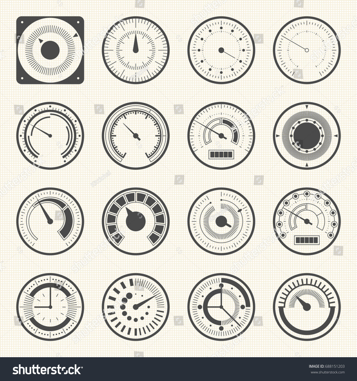 Circular Meter Collection Round Gauge Vector Stock Vector (royalty Free 