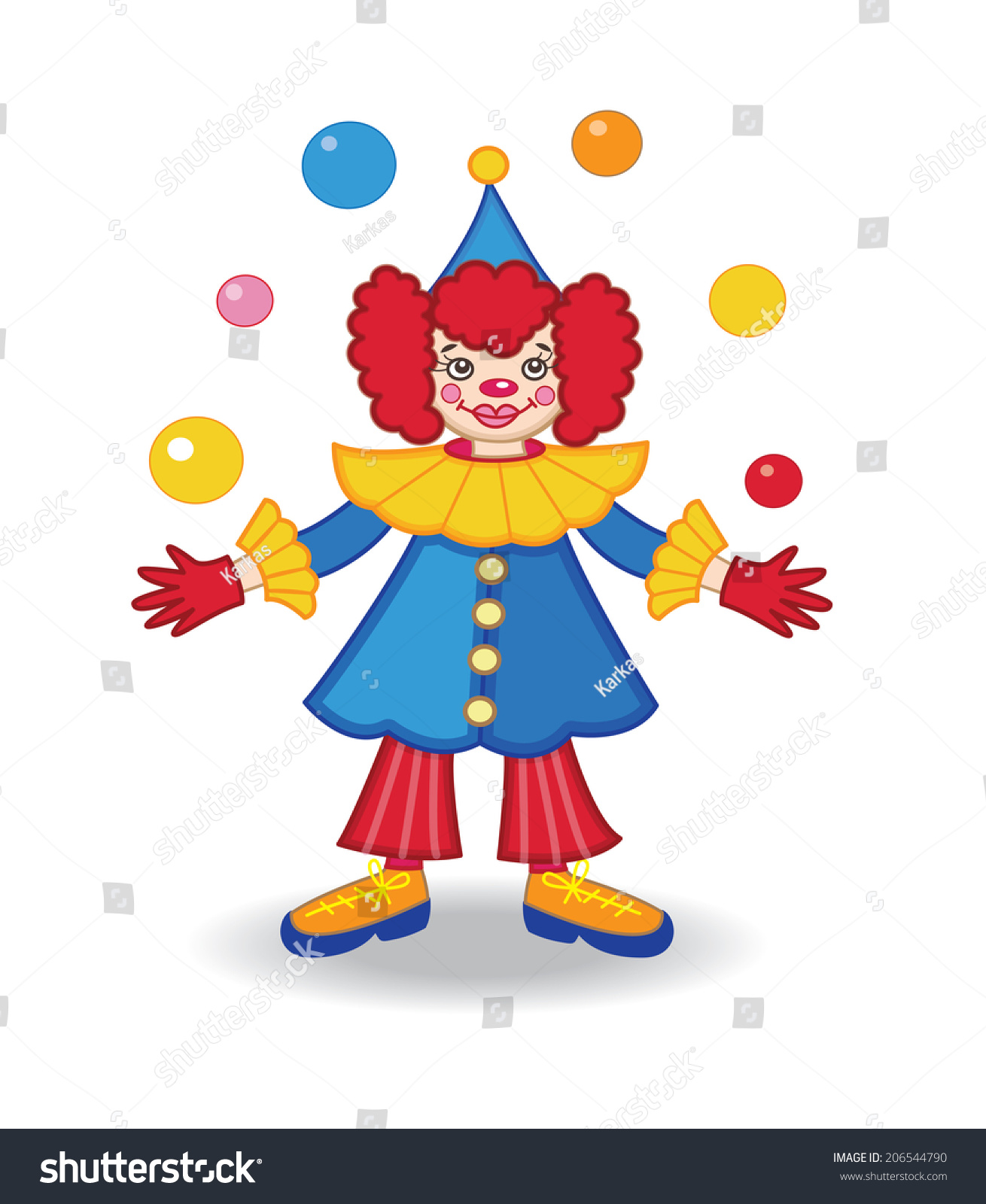 Circus Clown Vector Illustration Stock Vector (Royalty Free) 206544790 ...