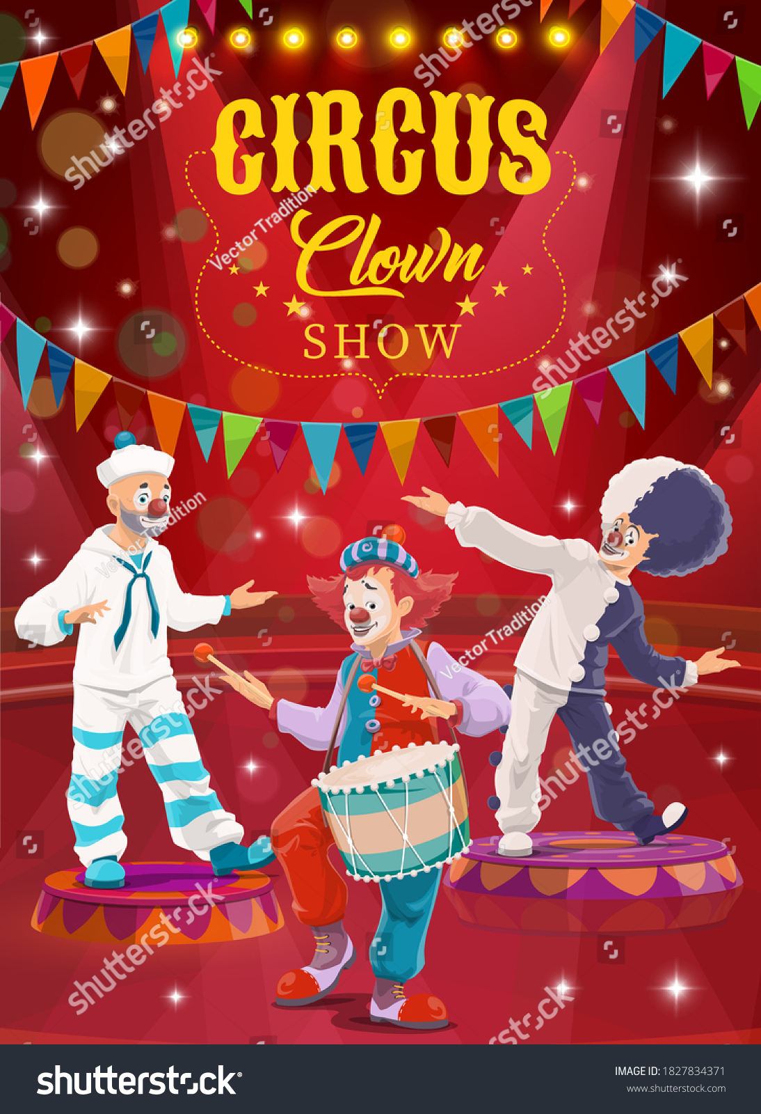 Circus Clowns Cartoon Vector Flyer Funny Stock Vector (Royalty Free ...