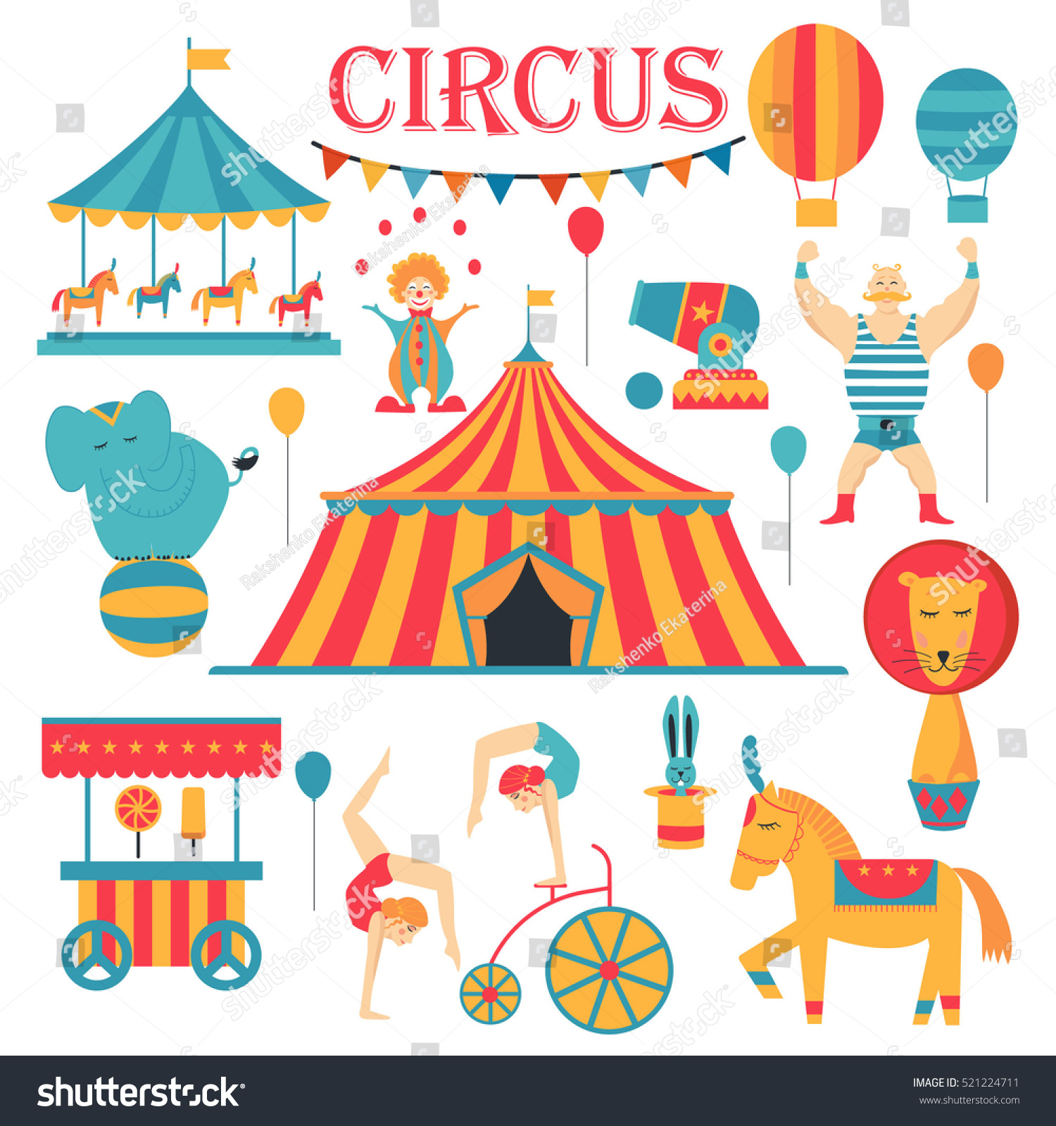 Circus Collection Carnival Fun Fair Vector Stock Vector (Royalty Free ...