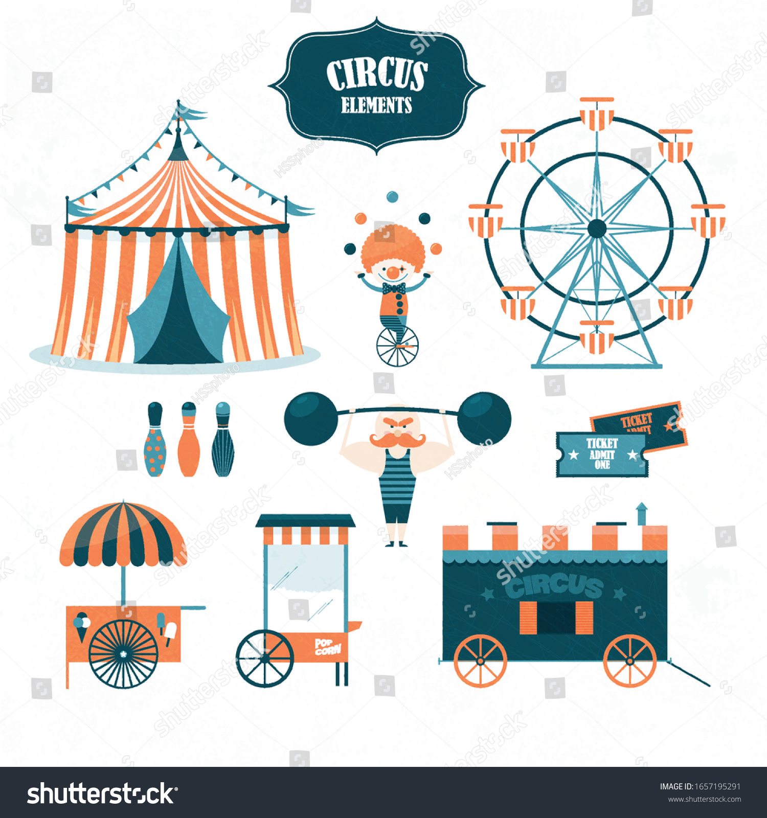 Elementos Del Circo Aislados En Blanco Vector De Stock Libre De