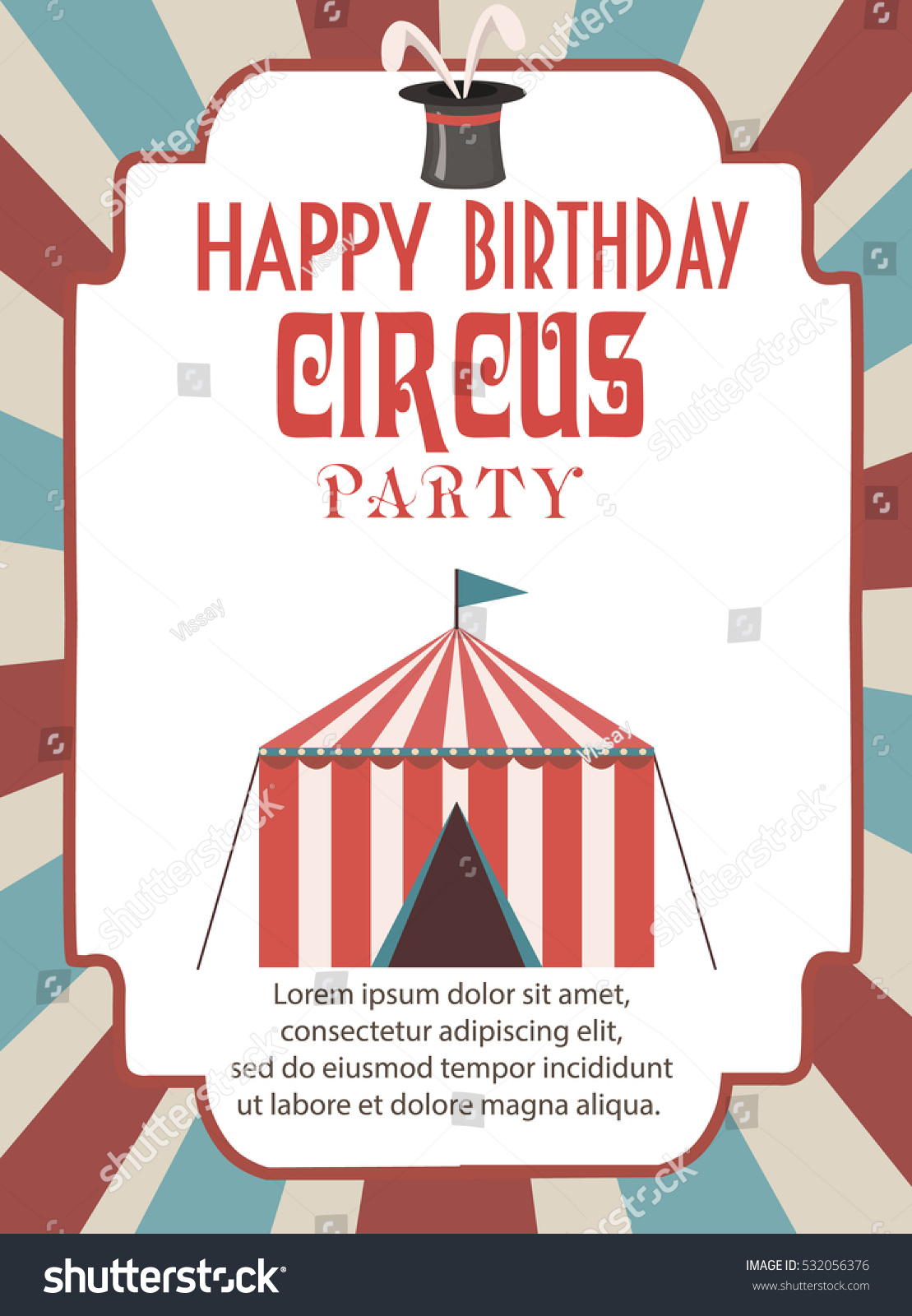 Circus Happy Birthday Card Invitation Design Stock Vector (Royalty Free ...