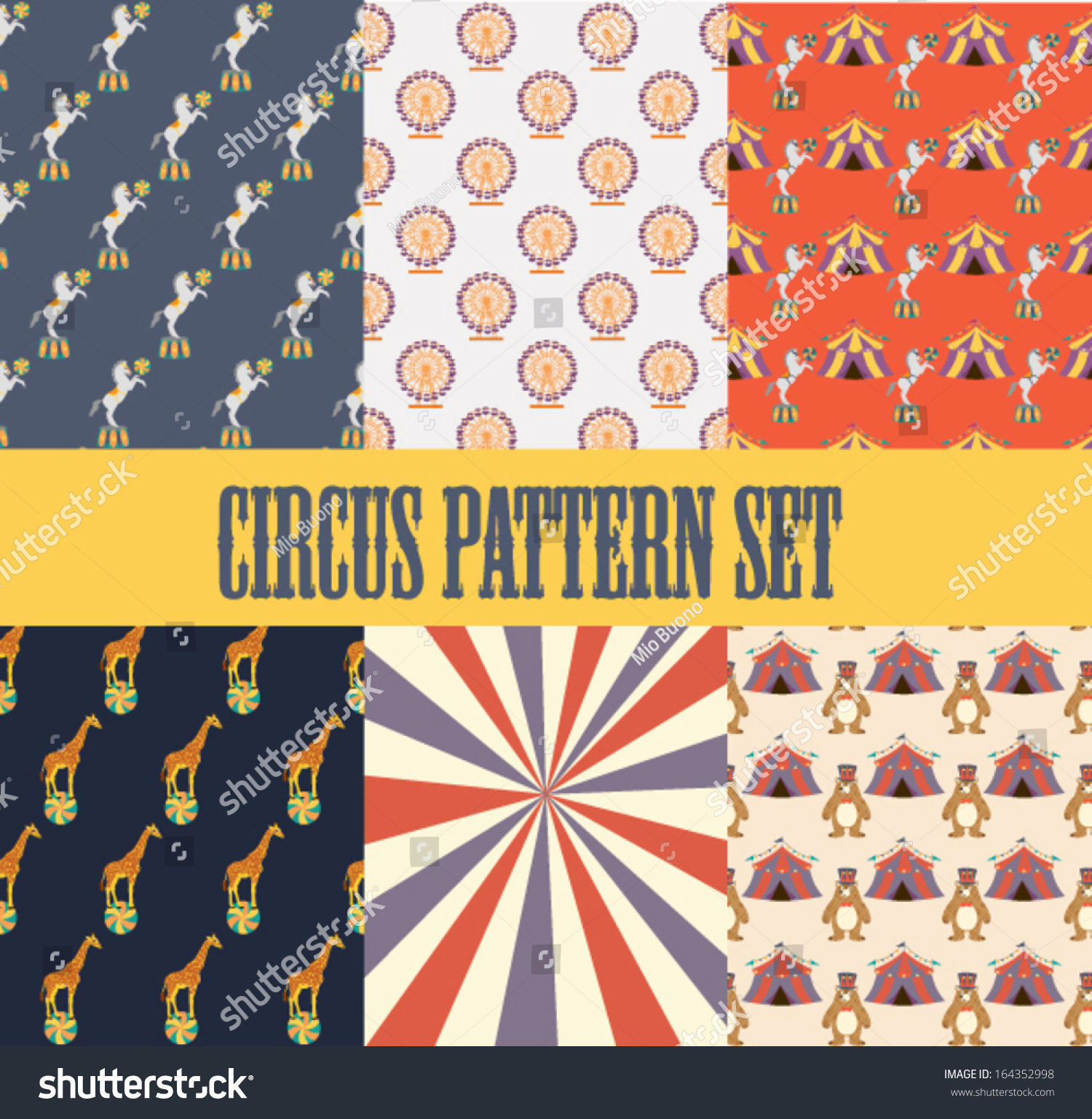 Circus Pattern Set Stock Vector 164352998 Shutterstock