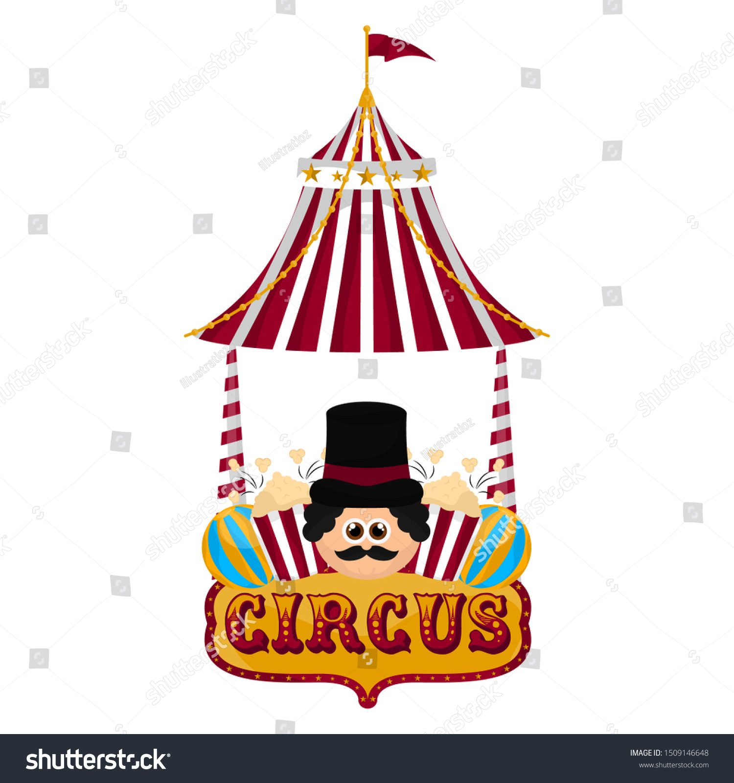 Circus Tent Magician Avatar Popcorn Snacks のベクター画像素材 ロイヤリティフリー