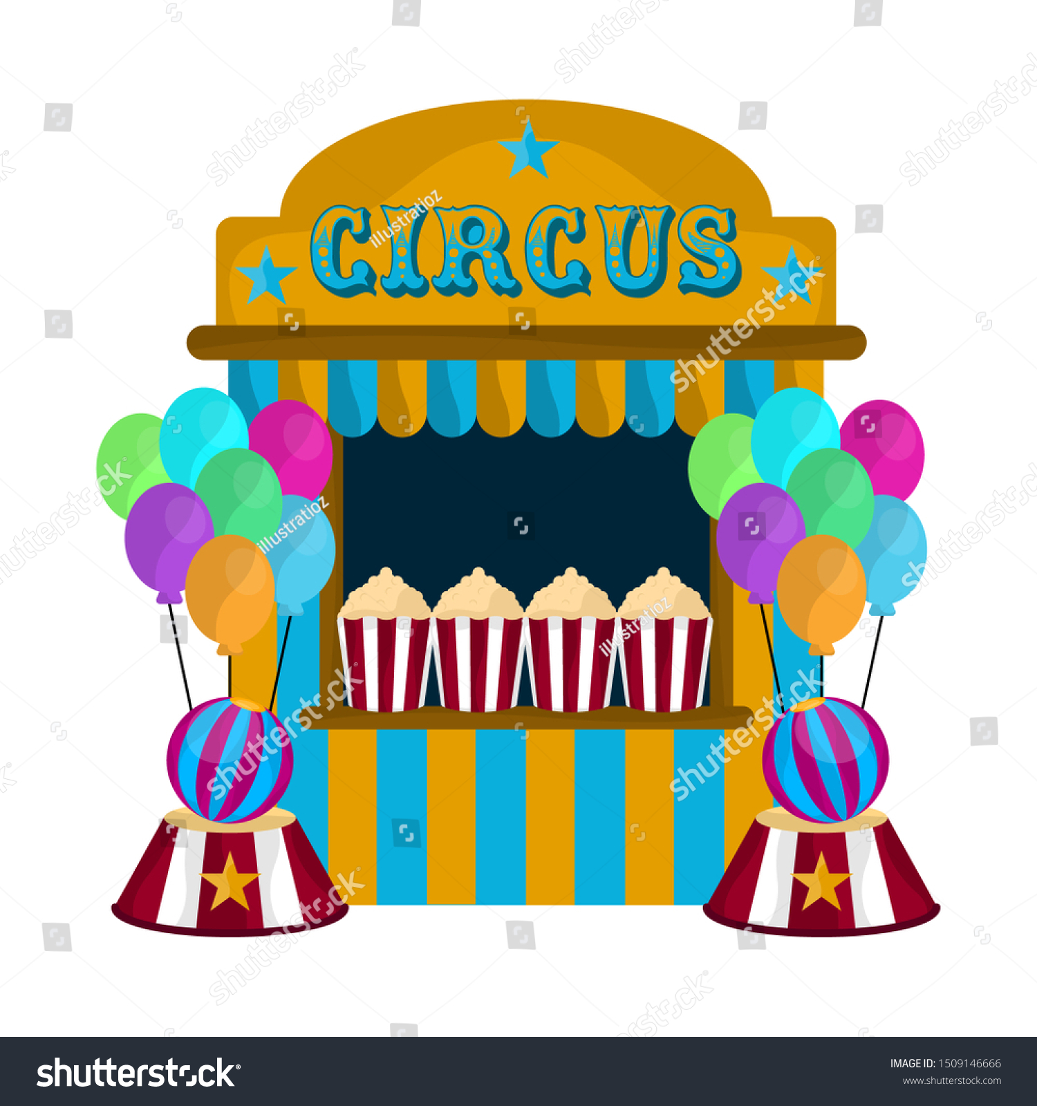 Circus Tent Balloons Popcorn Snacks Vector Stock Vector (Royalty Free ...