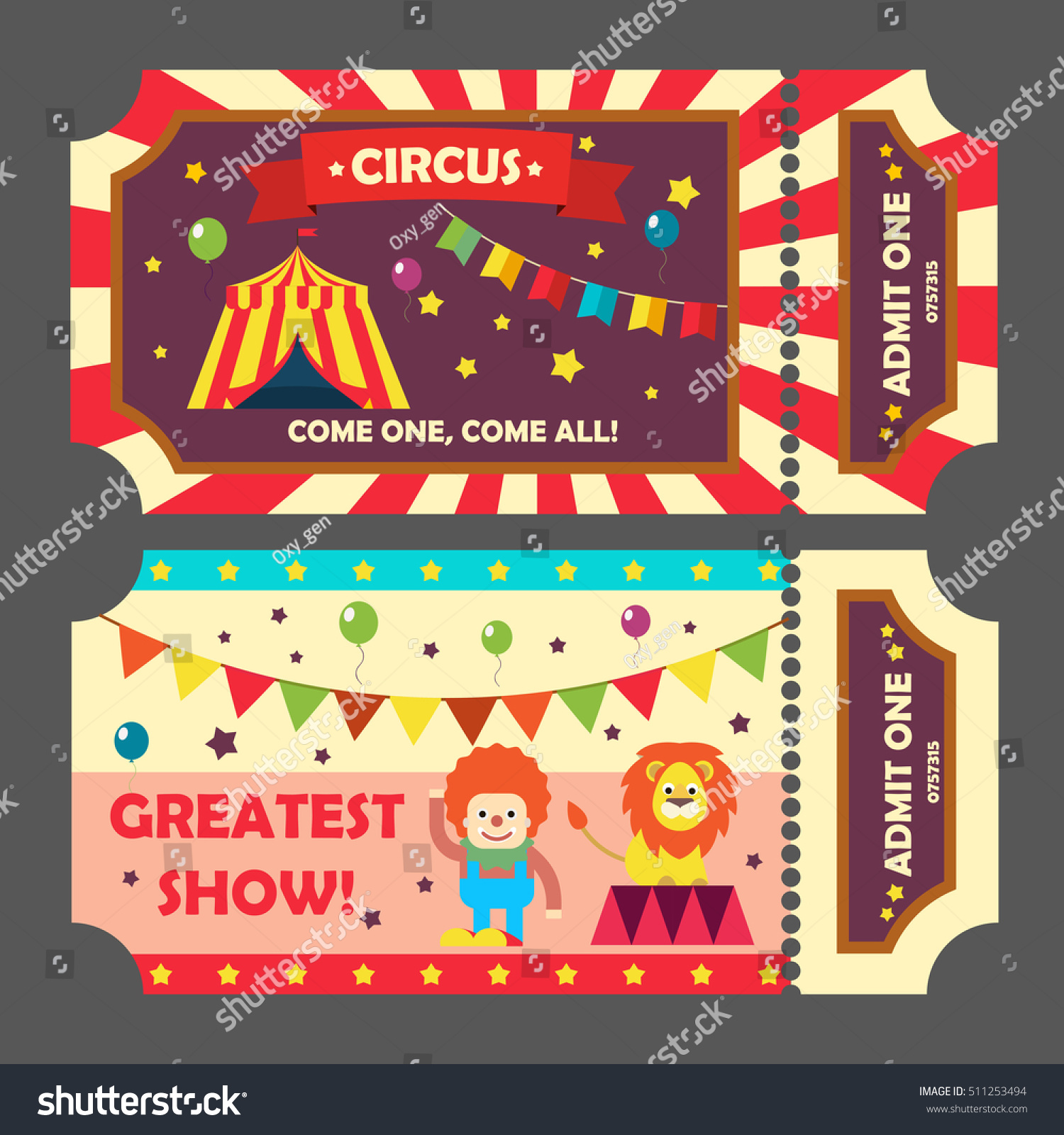 circus tickets set vector illustration magic stock vector