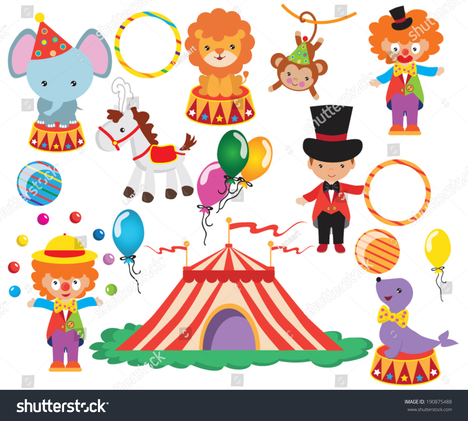 Circus Vector Colorful Illustration - 190875488 : Shutterstock