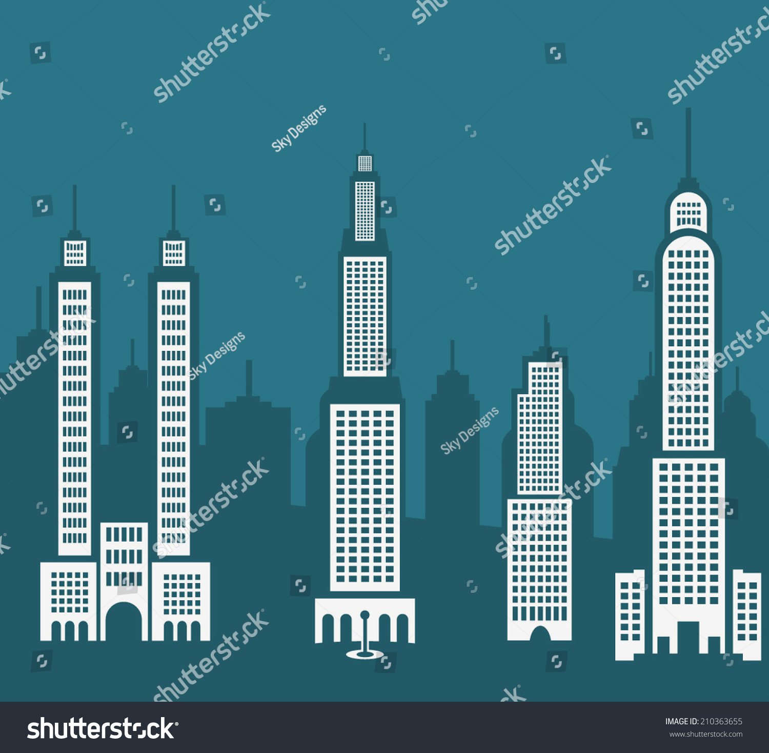 City Buildings Stock Vector (Royalty Free) 210363655