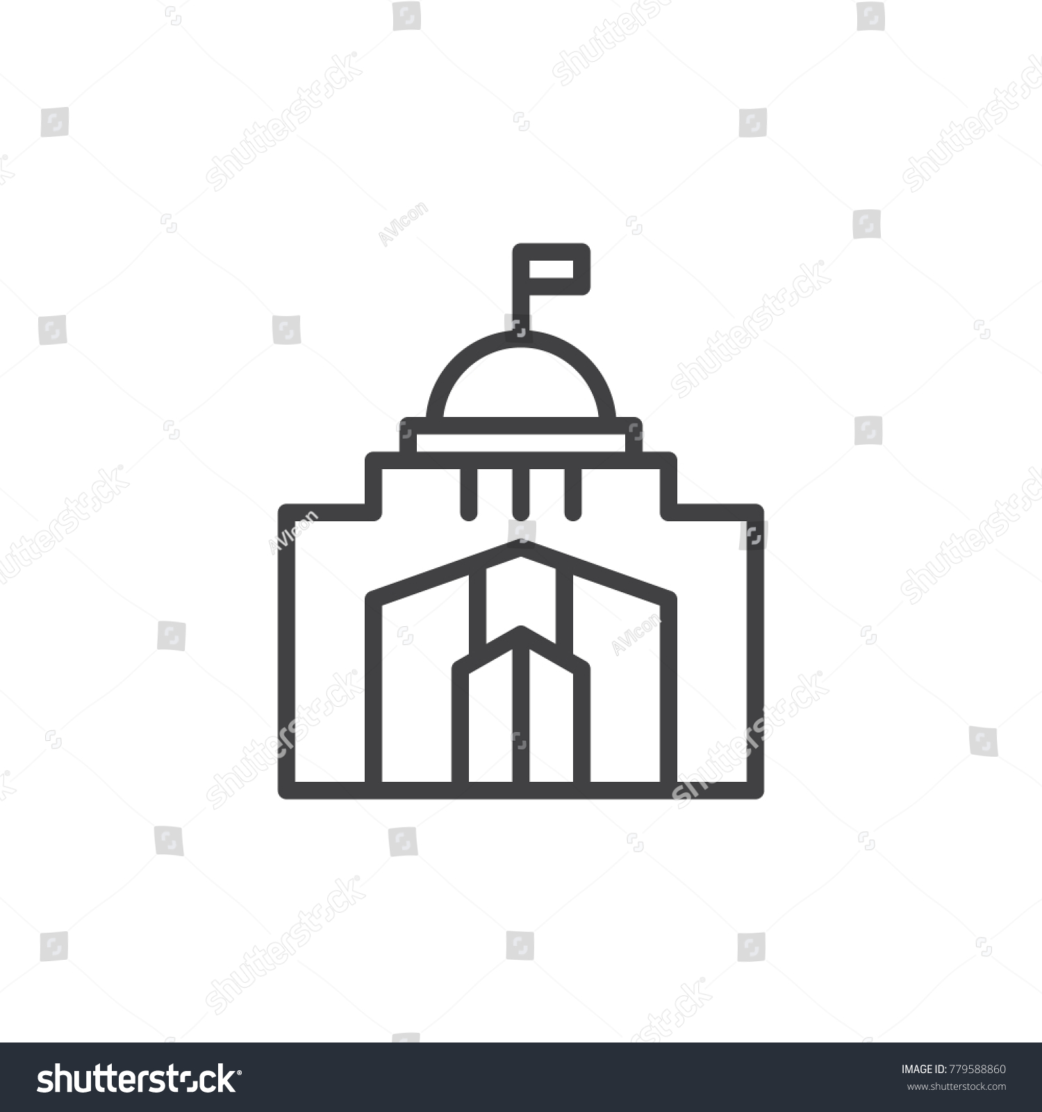 City Hall Building Line Icon Outline Stock Vector 779588860 - Shutterstock