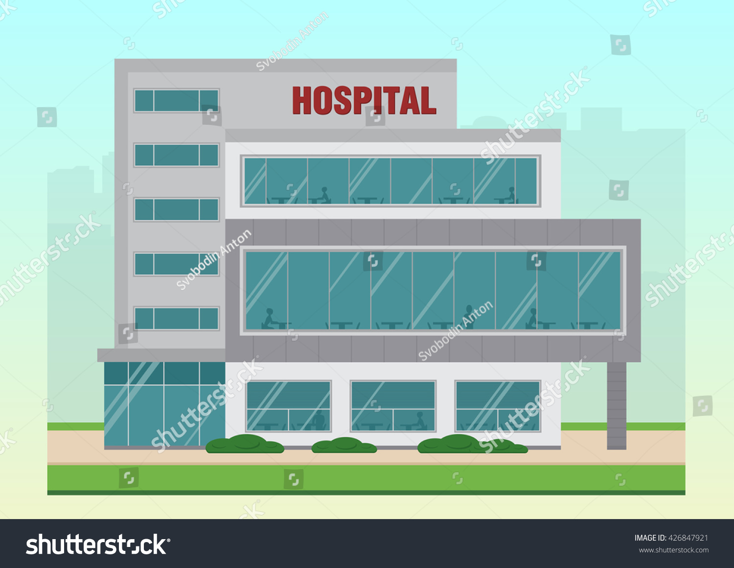 City Hospital Building Flat Style Stock Vector (Royalty Free) 426847921 ...