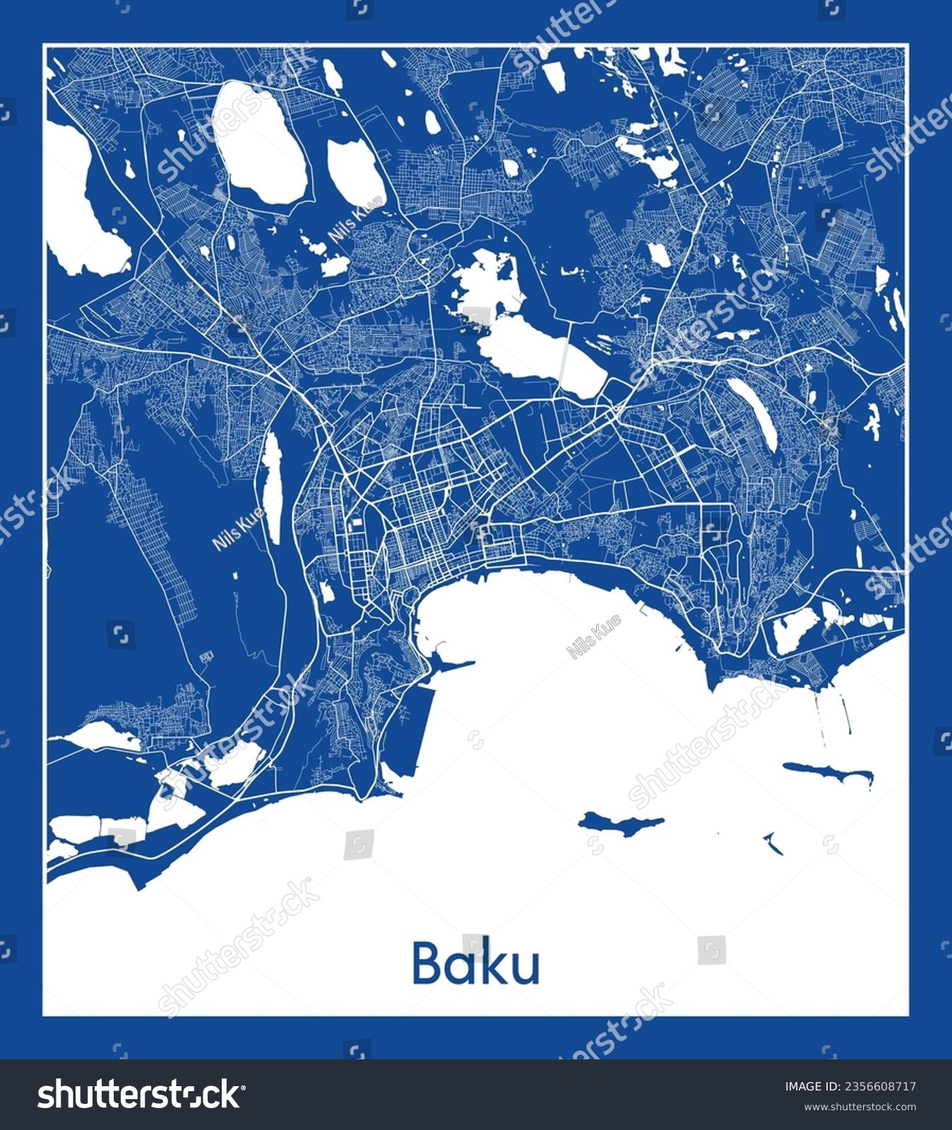 SVG of City Map Baku Azerbaijan Asia blue print round Circle vector illustration svg