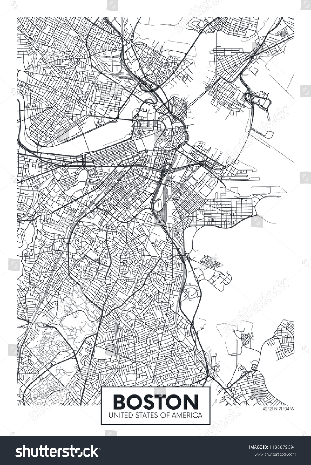 SVG of City map Boston, travel vector poster design svg