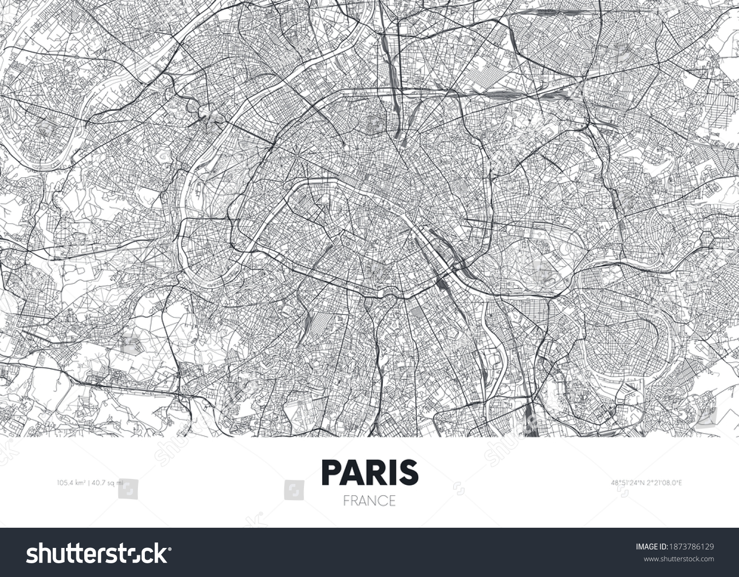 City Map Paris France Travel Poster Stock Vector (Royalty Free ...