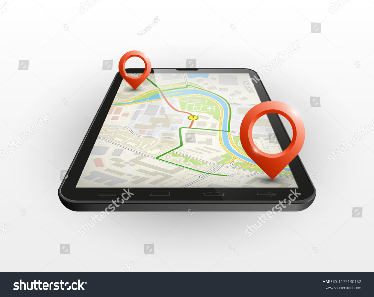 City Map Route Navigation Smartphone Phone Stock Vector Royalty Free