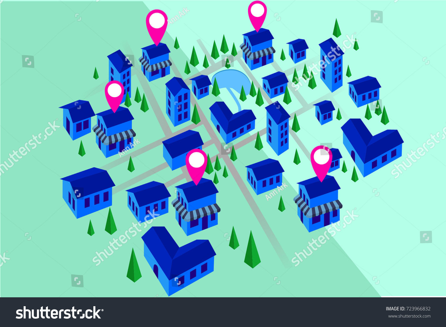 City Map Vector Vector De Stock Libre De Regalías 723966832 Shutterstock 