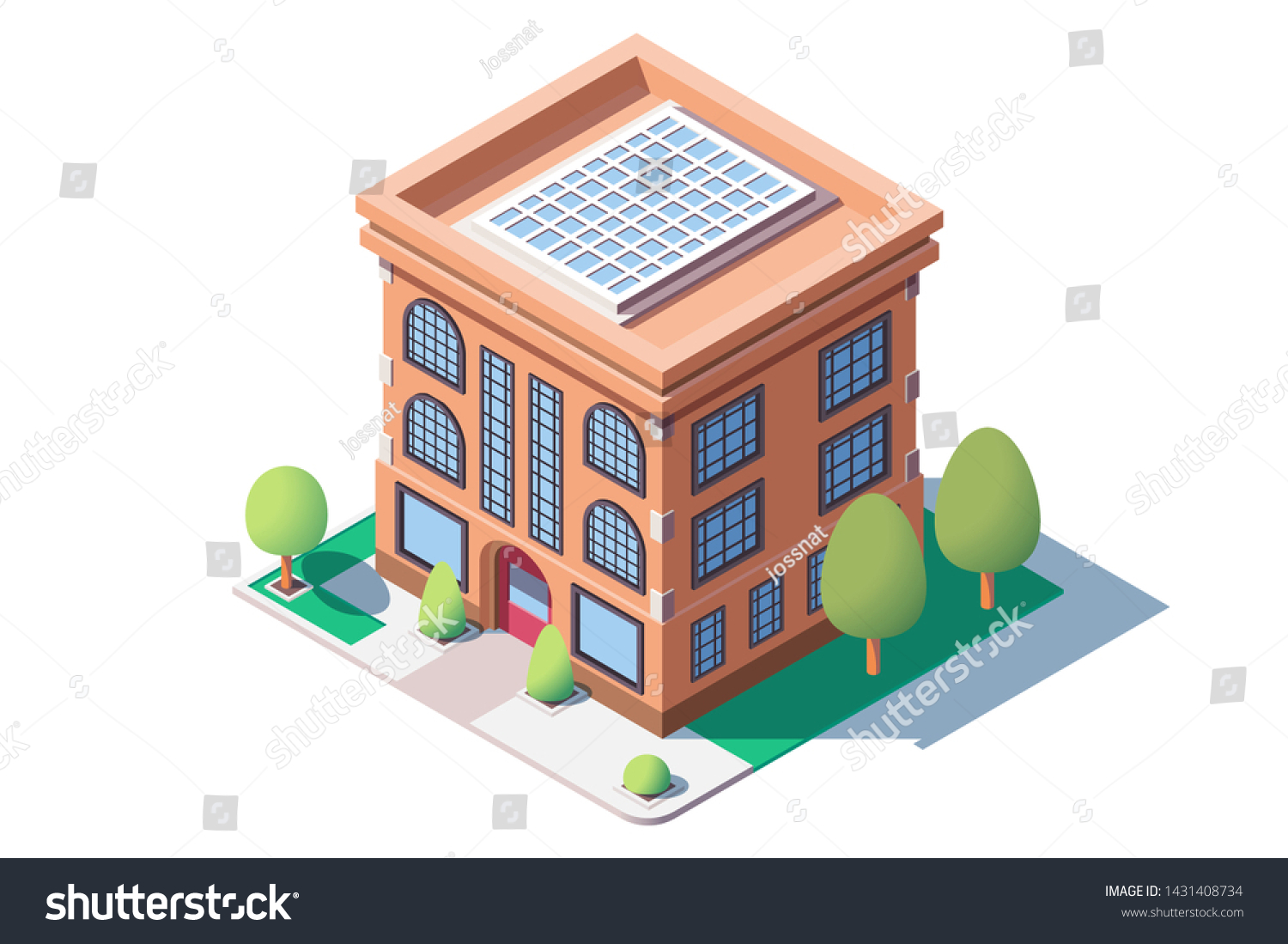 City Mid Rise Building Vector Illustration Stock Vector Royalty Free