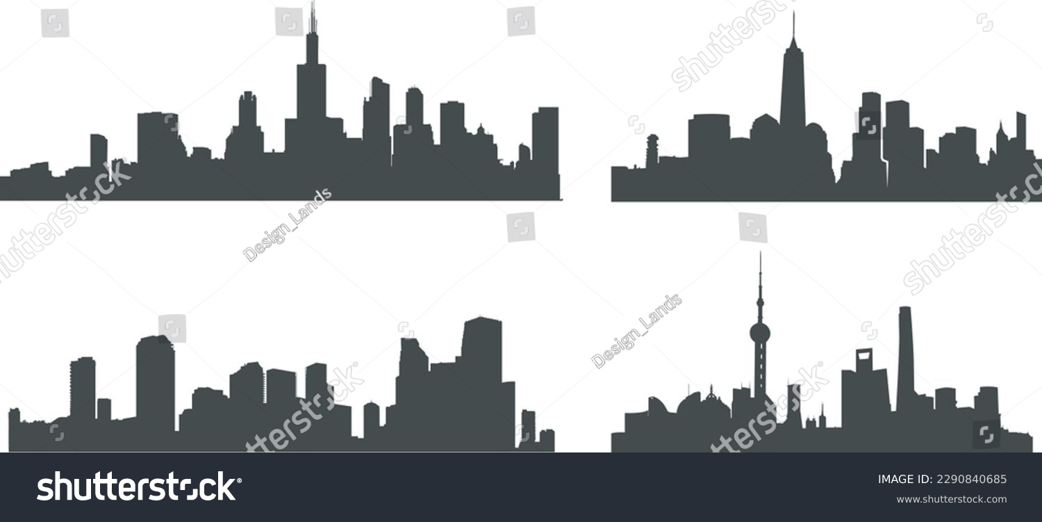 SVG of City silhouette, City skyline silhouettes, City SVG, City vector svg