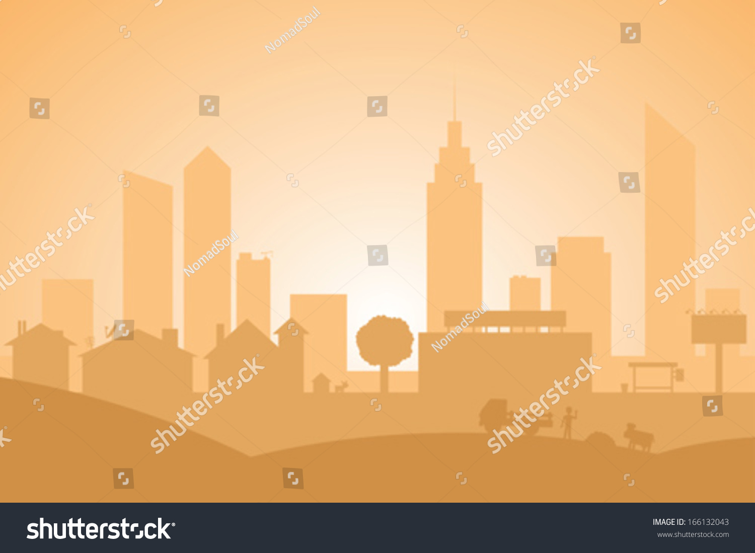 SVG of City Silhouette Under The Sun svg