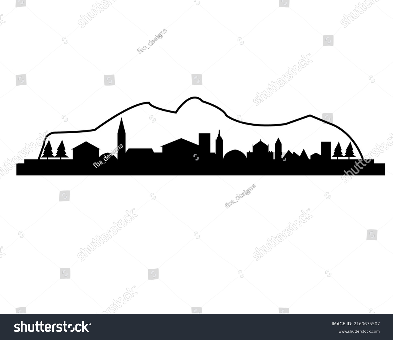 SVG of City Skyline silhouette of Davos, Switzerland svg