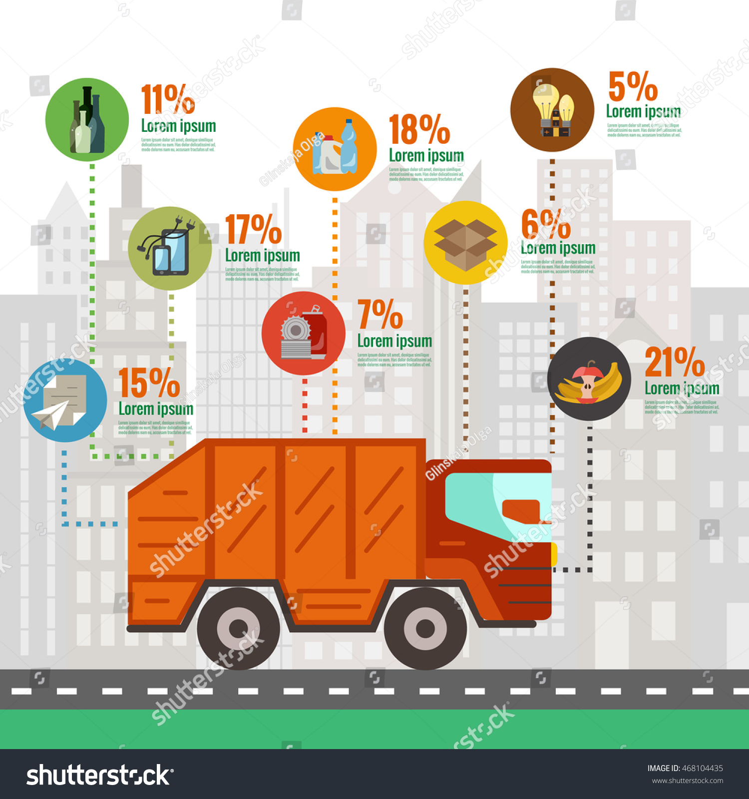 SVG of City waste recycling infographic flat concept. Vector illustration of city waste recycling categories and waste disposal. City waste types sorting management . svg
