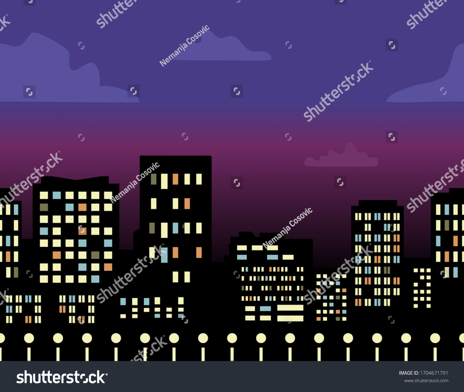 Cityscape Night Vector Illustration Stock Vector (Royalty Free ...