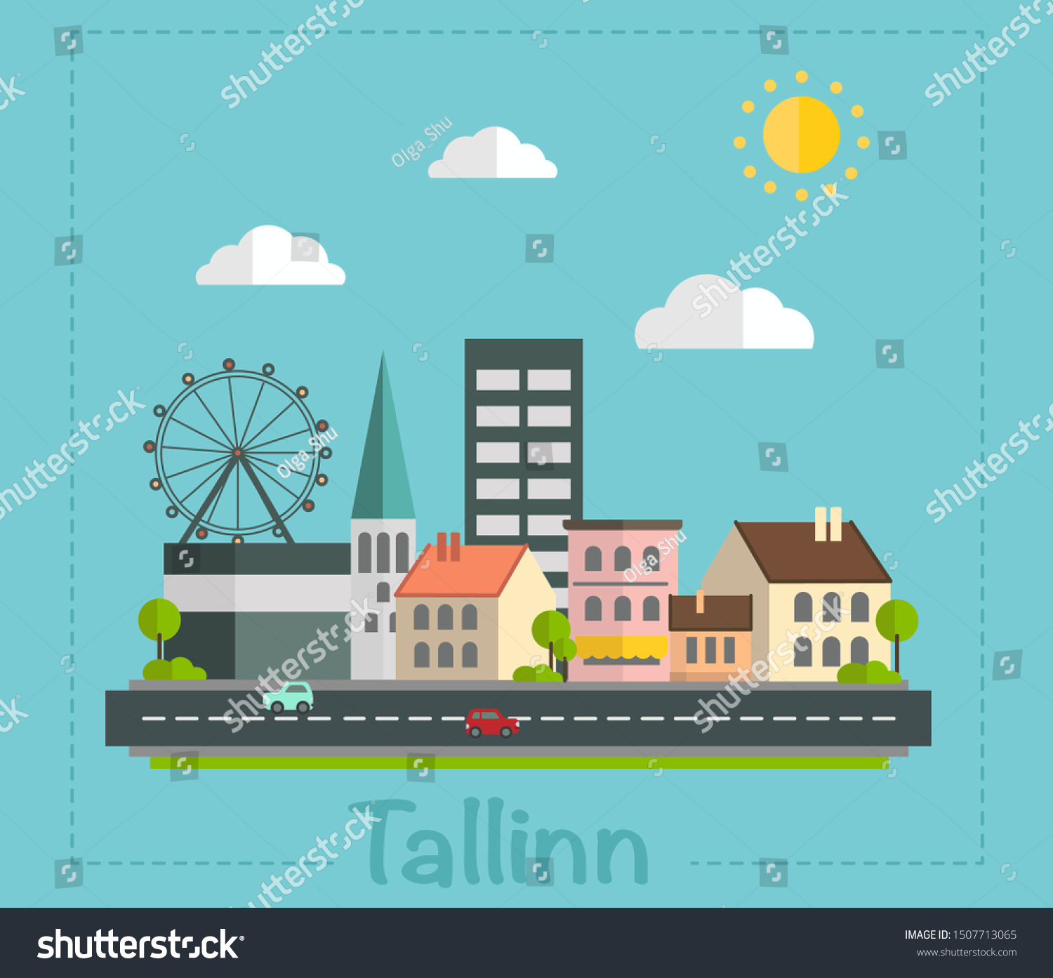 Cityscape Building Line Art Vector Illustration Stock Vector Royalty Free 1507713065 6549