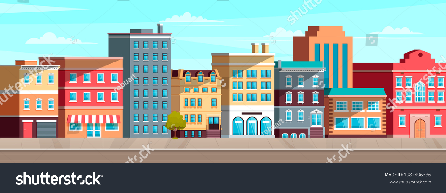 Cityscape Apartment Residential Buildings Exterior Houses Stock Vector ...