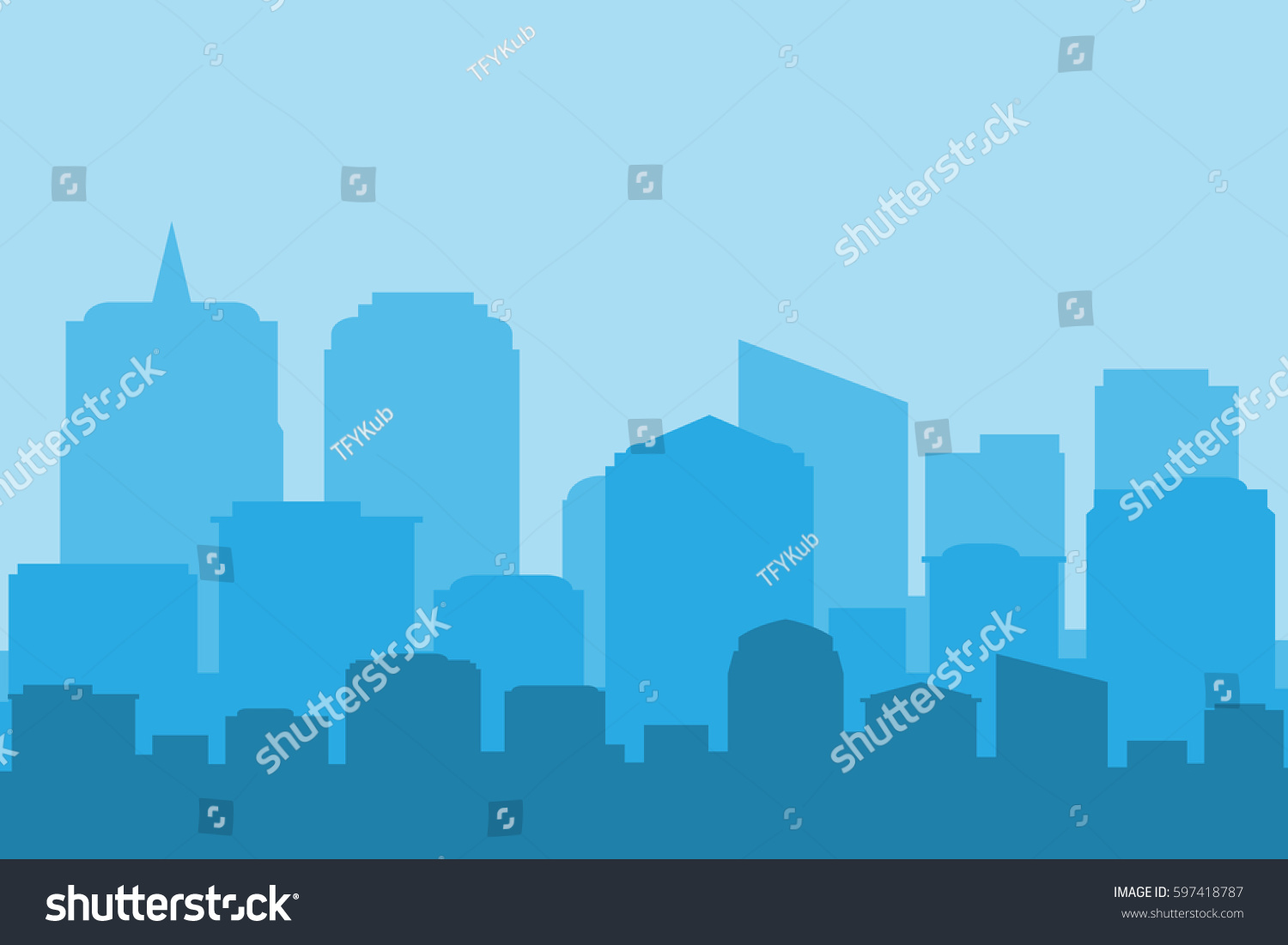 Cityscape Blue Sky Vector Illustration Stock Vector (Royalty Free ...