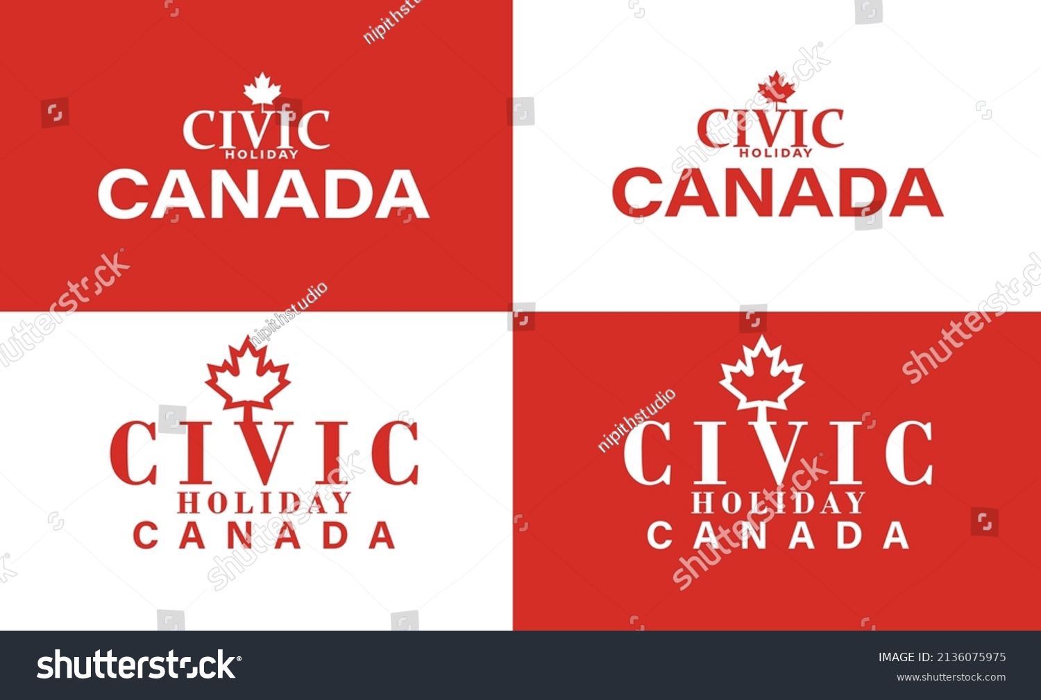 Civic Holiday Canada Maple Leaf Symbol Stock Vector (Royalty Free