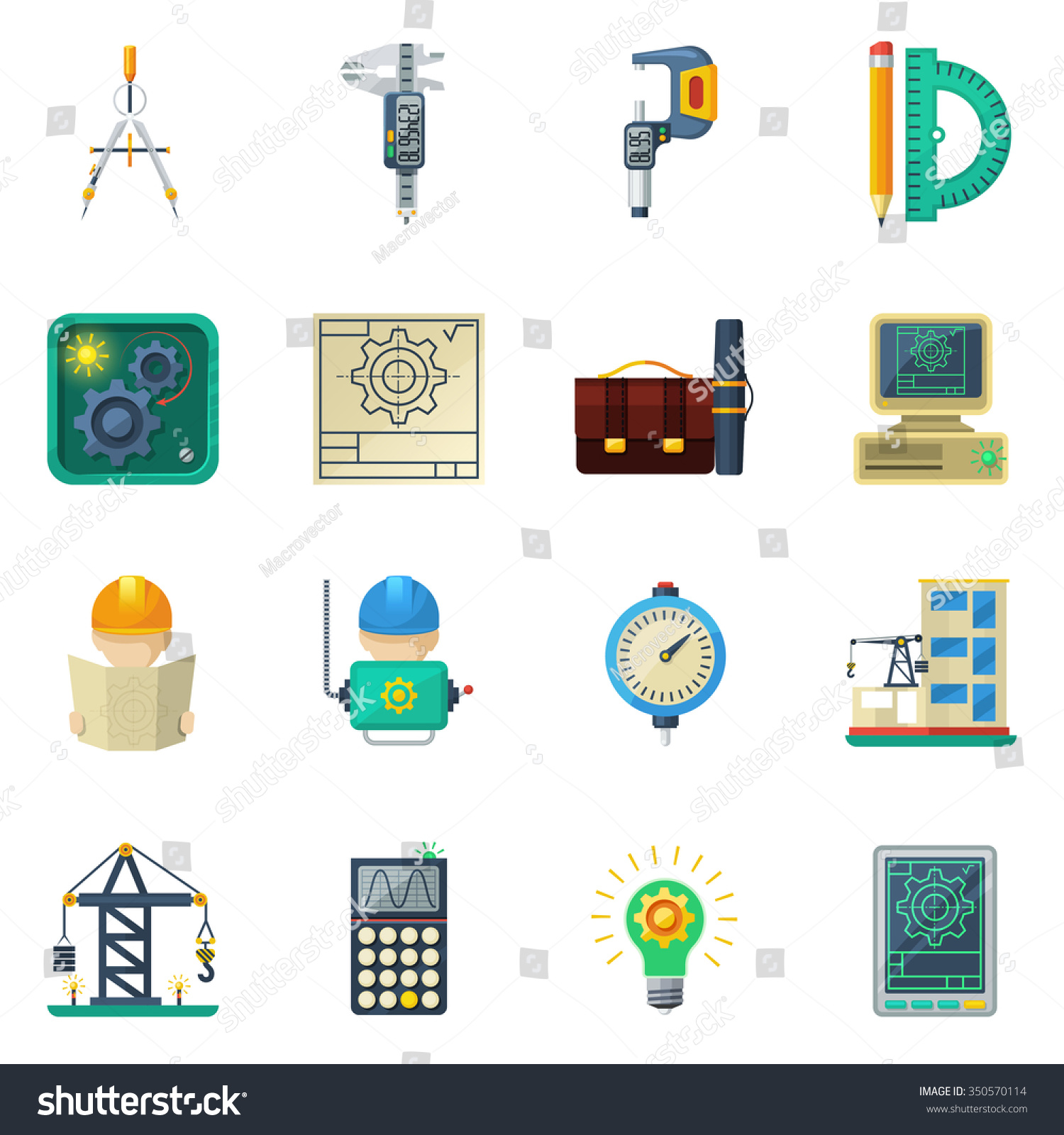 Civil Engineer Working Tools Buildings Construction Stock Vector ...