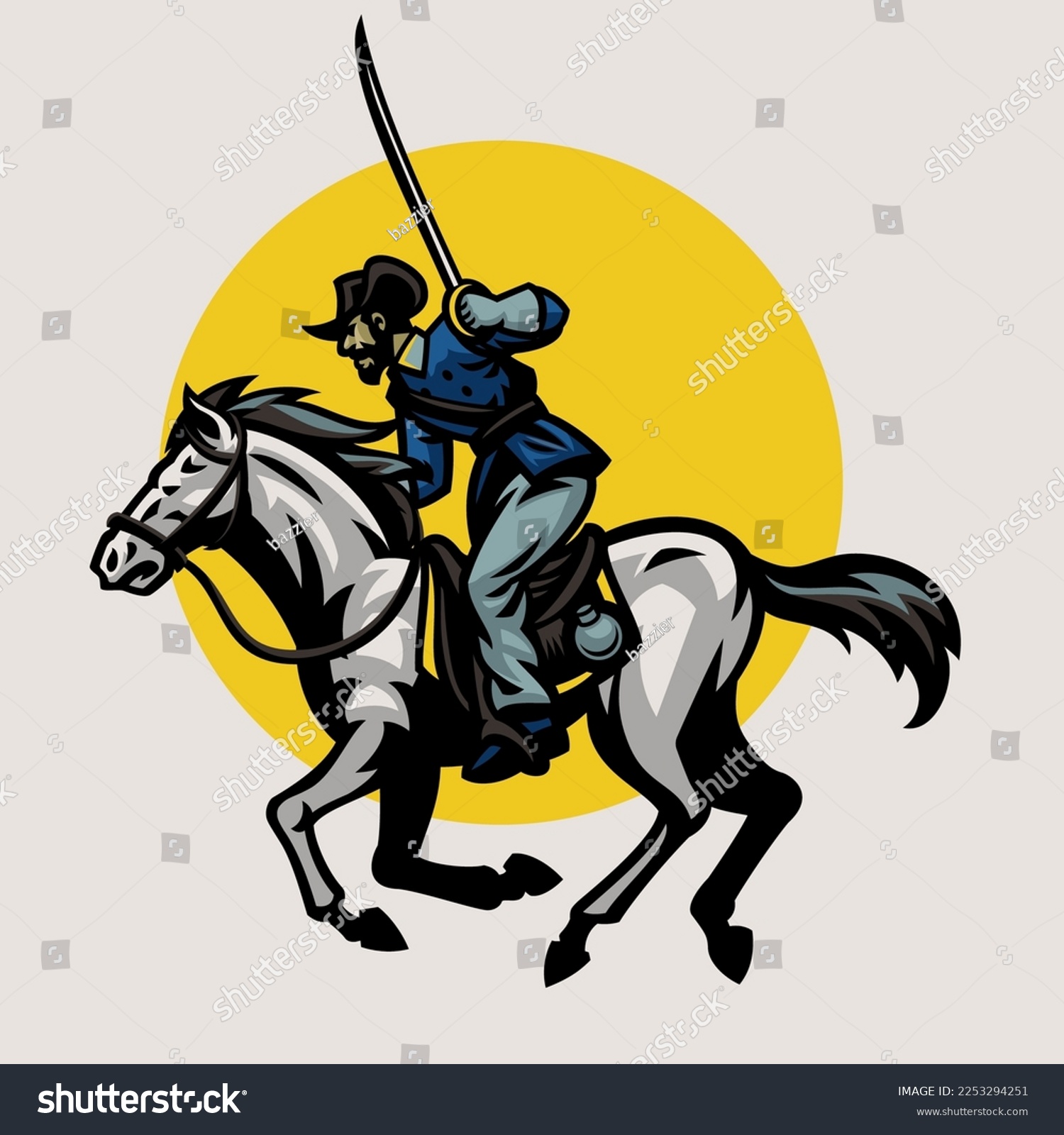 SVG of Civil War Union Sword Soldier Riding the Horse svg