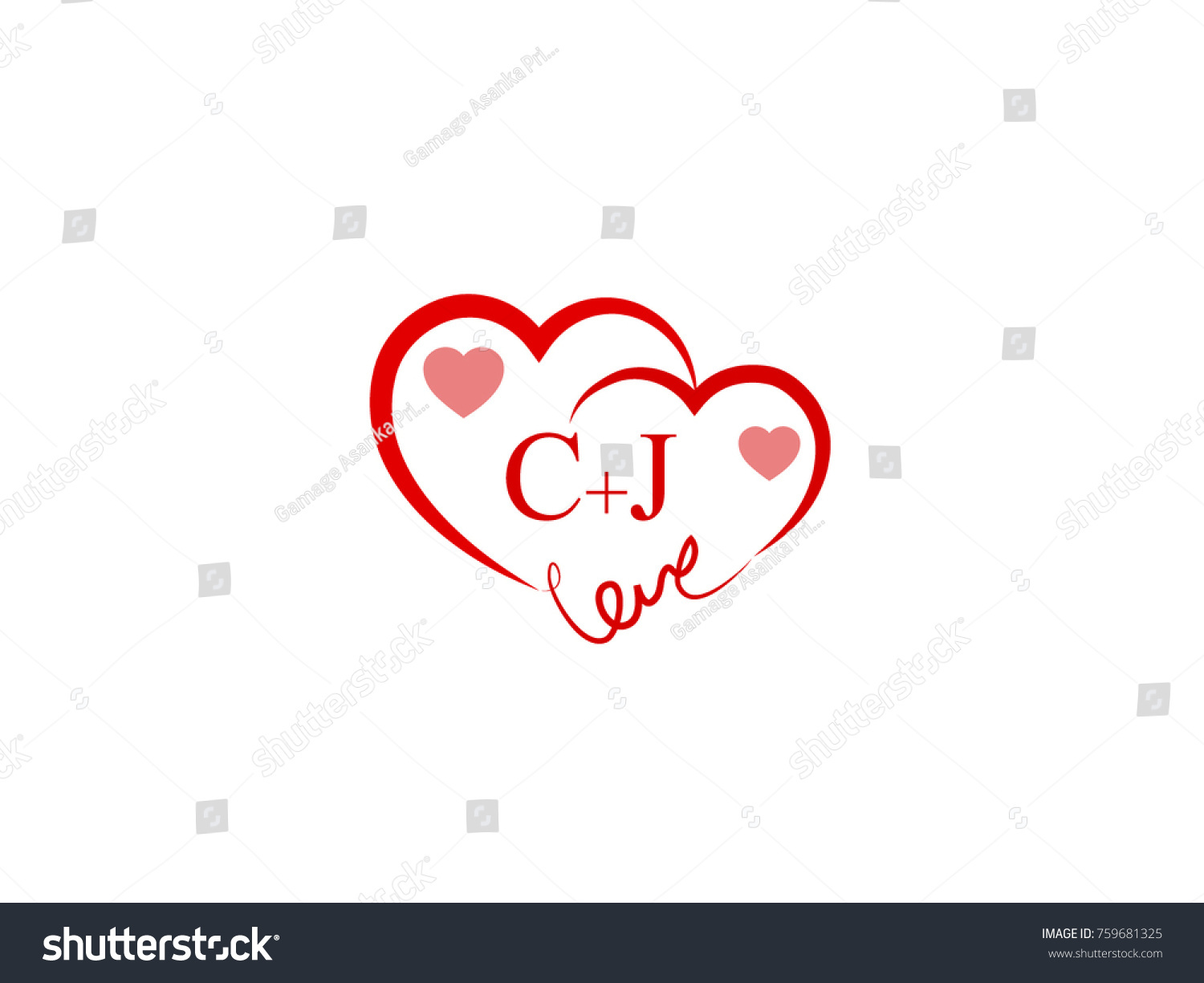 Cj Initial Wedding Invitation Love Logo Stock Vector Royalty Free
